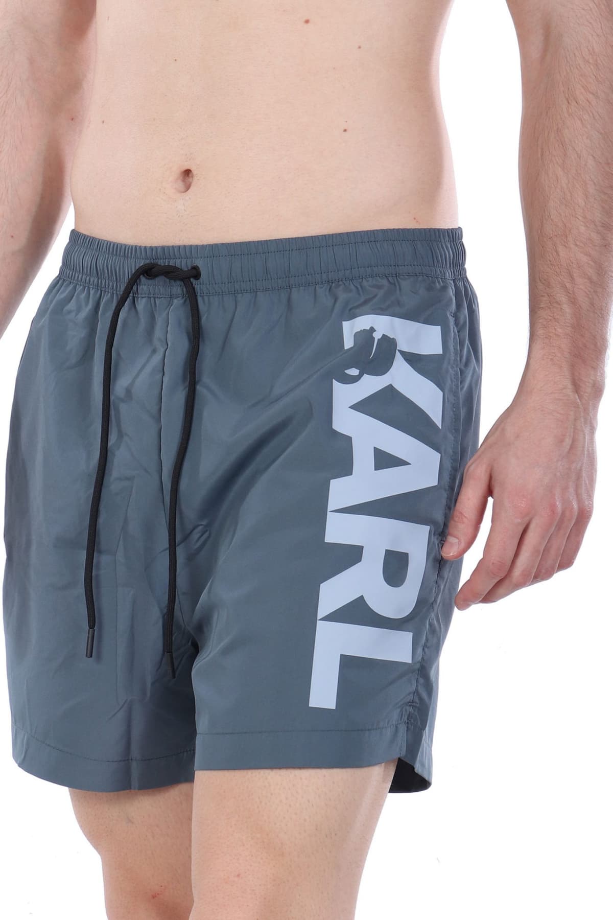 KARL LAGERFELD ΜΑΓΙΩ LOGO SHORT BOARDSHORTS ΓΚΡΙ