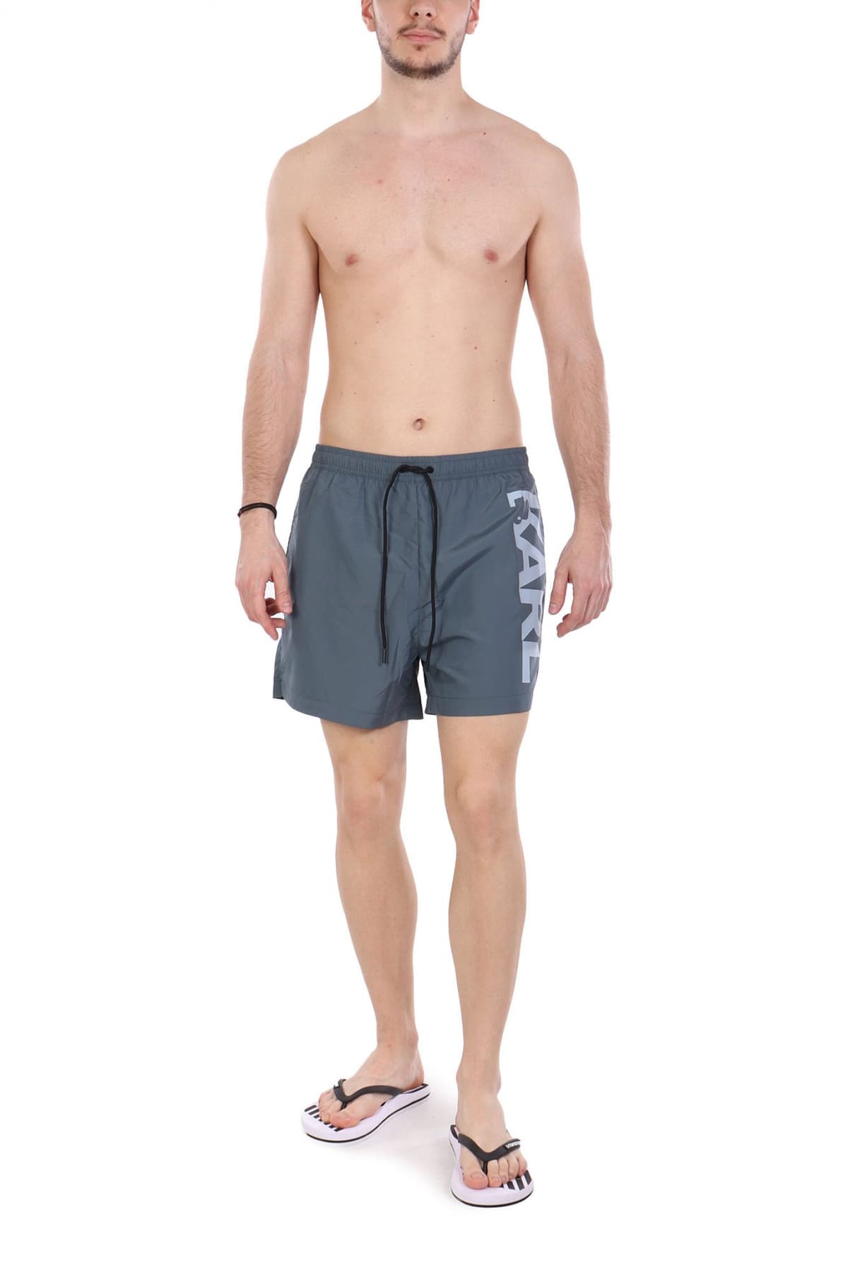KARL LAGERFELD ΜΑΓΙΩ LOGO SHORT BOARDSHORTS ΓΚΡΙ
