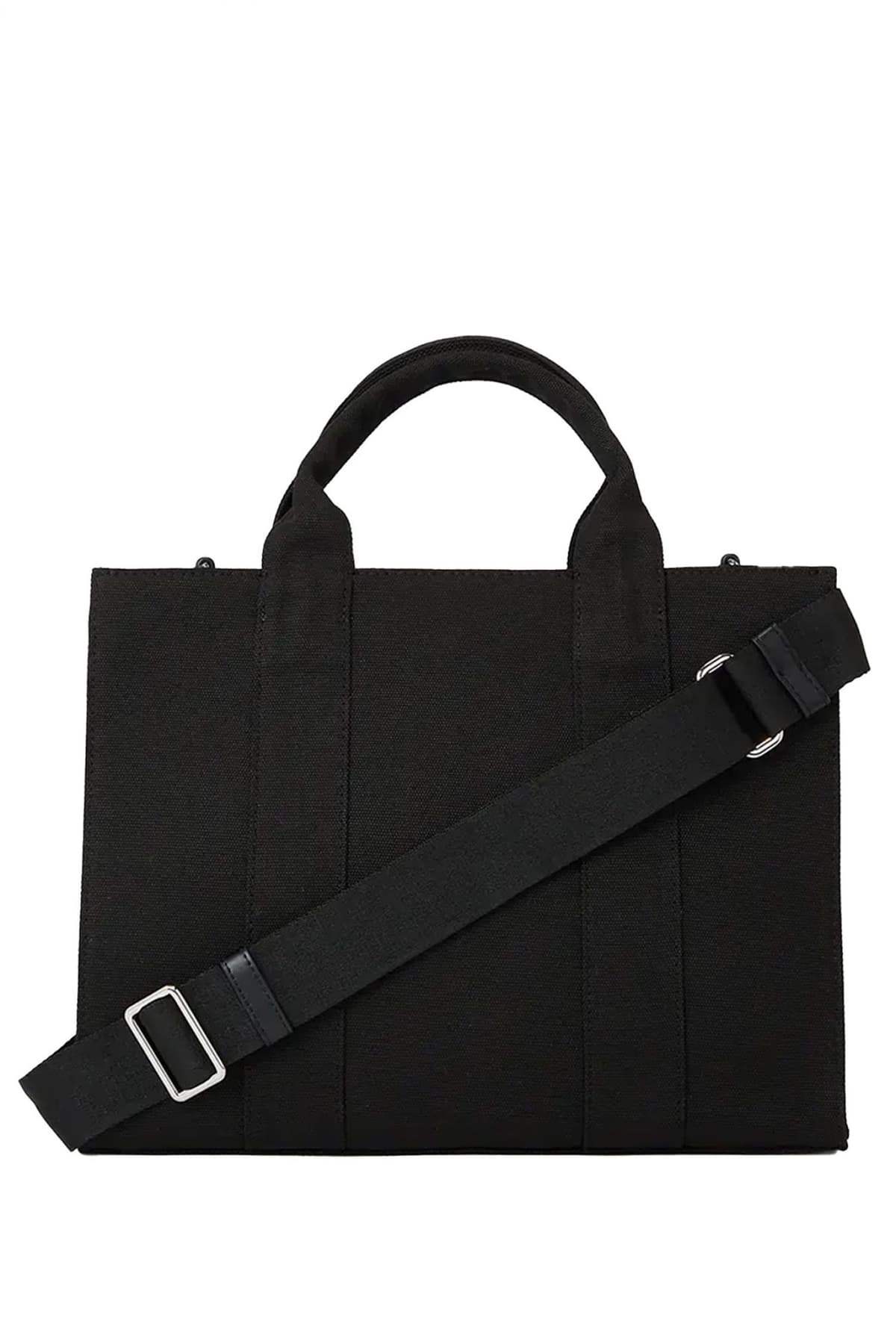 KARL LAGERFELD ΤΣΑΝΤΑ ΧΕΙΡΟΣ/CROSS ΚΑΜΒΑΣ BODY SQUARE MEDIUM TOTE LOGO ΜΑΥΡΟ