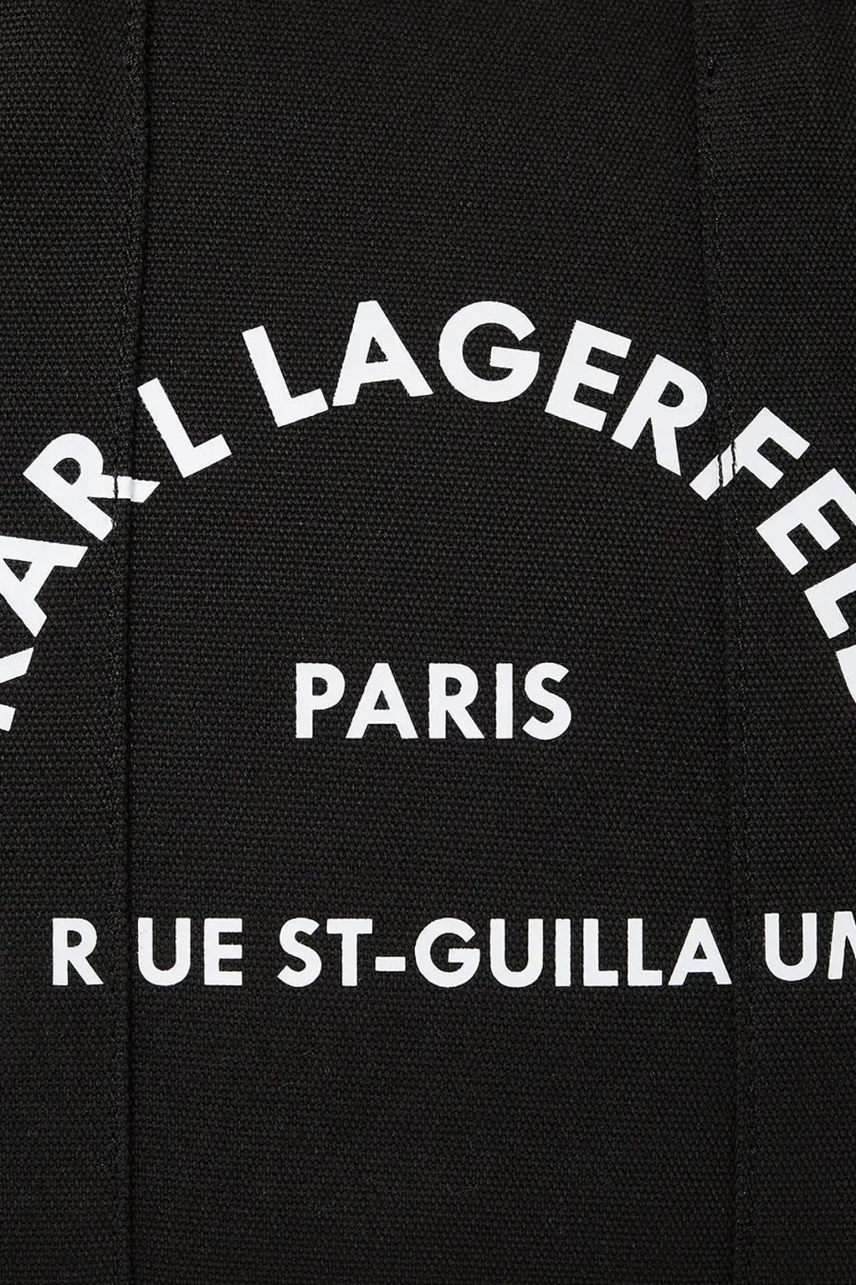 KARL LAGERFELD ΤΣΑΝΤΑ ΧΕΙΡΟΣ/CROSS ΚΑΜΒΑΣ BODY SQUARE MEDIUM TOTE LOGO ΜΑΥΡΟ