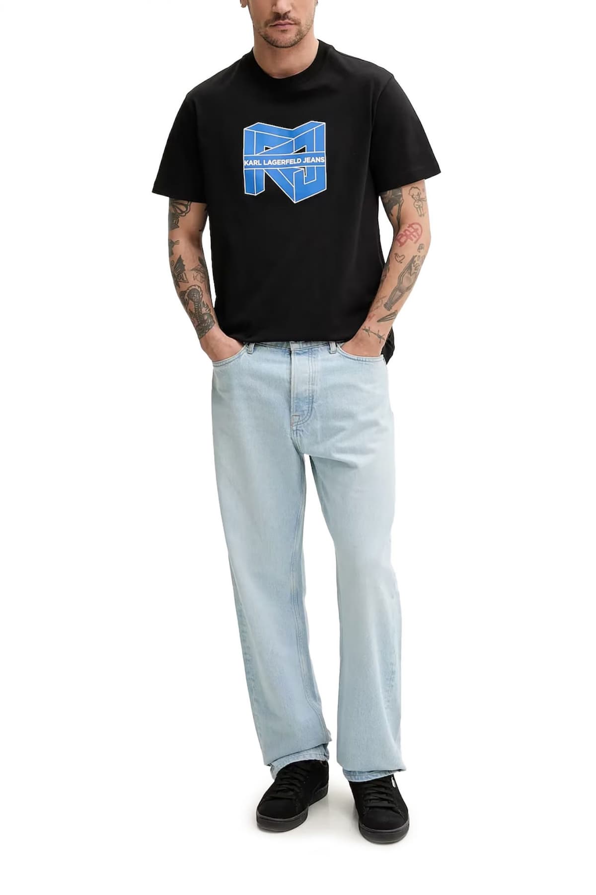 KARL LAGERFELD JEANS T-SHIRT REGULAR SS CUBE LOGO TEE ΜΑΥΡΟ