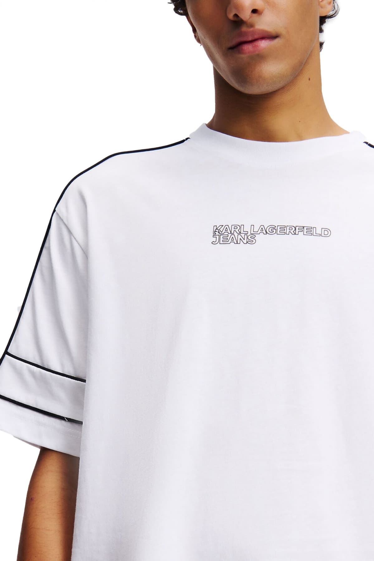 KARL LAGERFELD JEANS T-SHIRT PIPING TEE RELAXED FIT ΛΕΥΚΟ