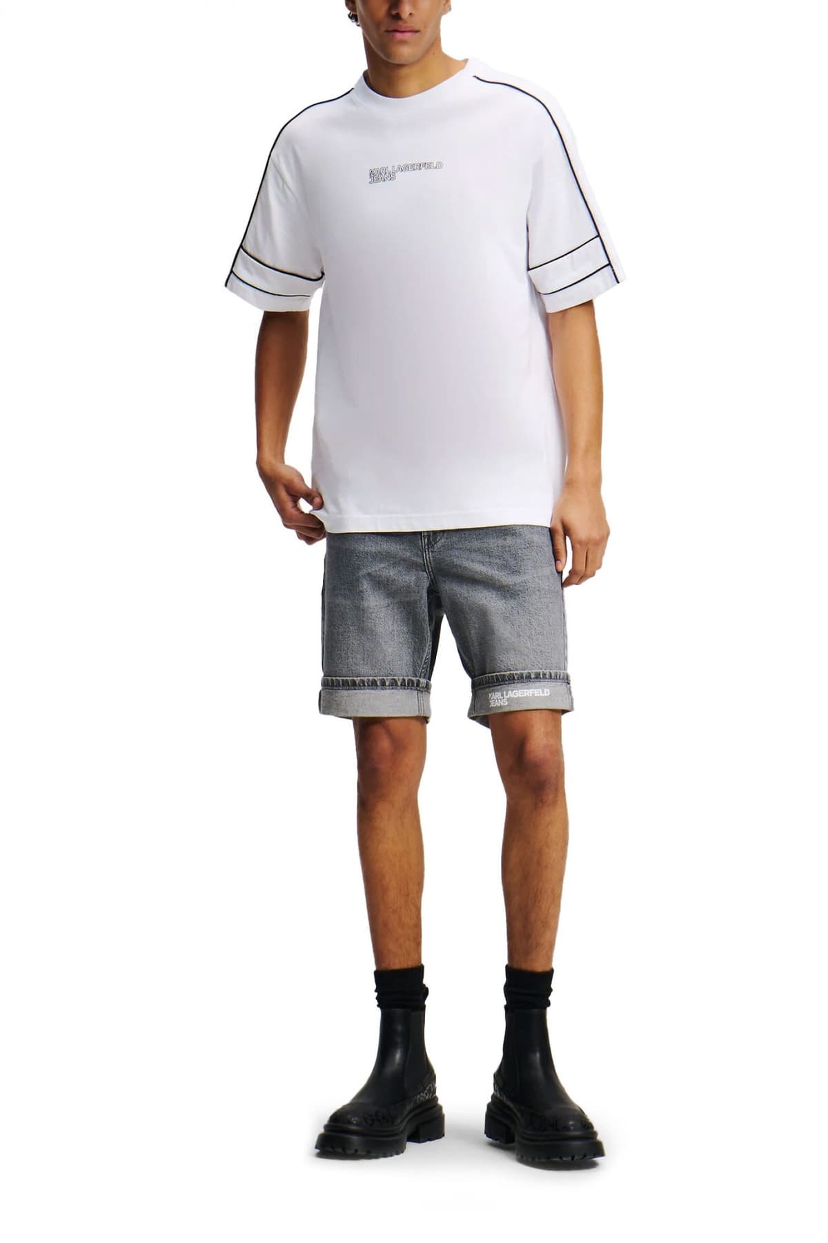 KARL LAGERFELD JEANS T-SHIRT PIPING TEE RELAXED FIT ΛΕΥΚΟ