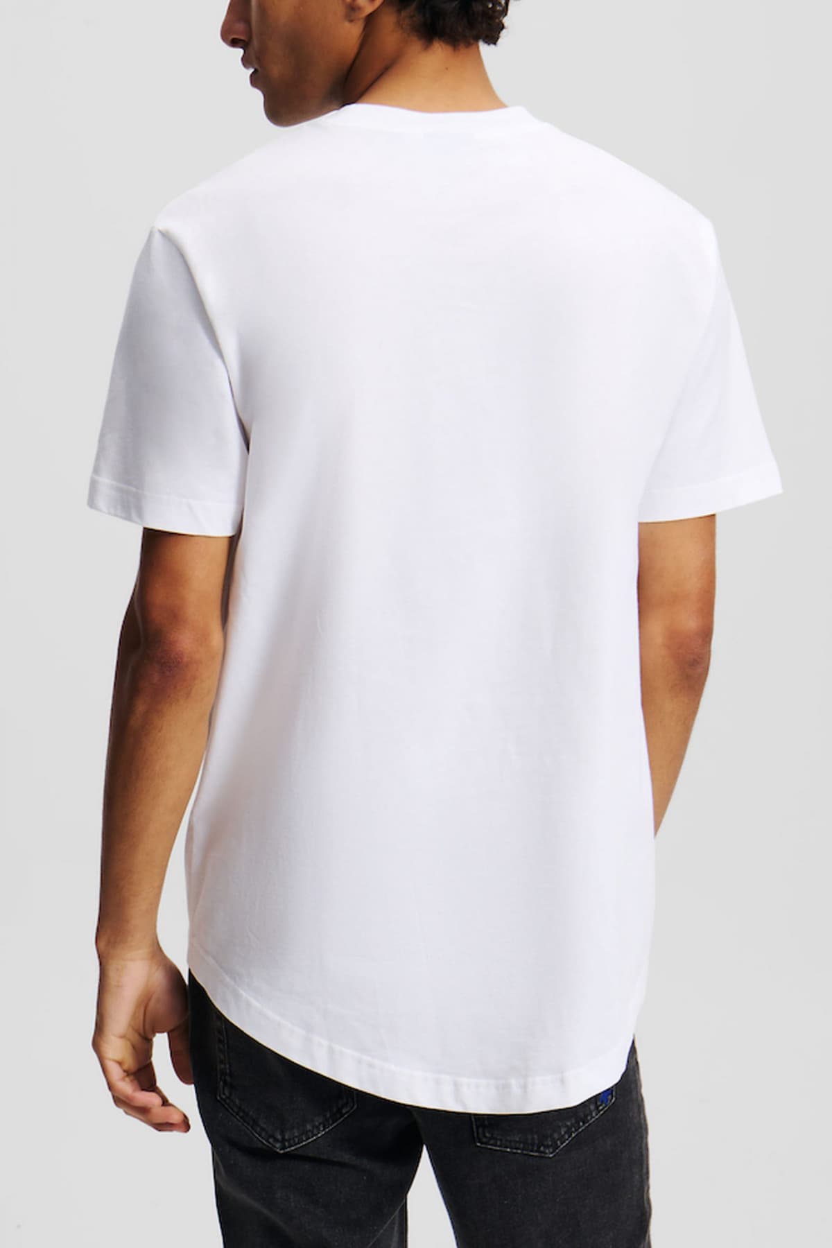 KARL LAGERFELD JEANS T-SHIRT ΜΕ ΟΒΑΛ ΤΕΛΕΙΩΜΑ CURVED HEM SHIBORI REGULAR FIT ΛΕΥΚΟ