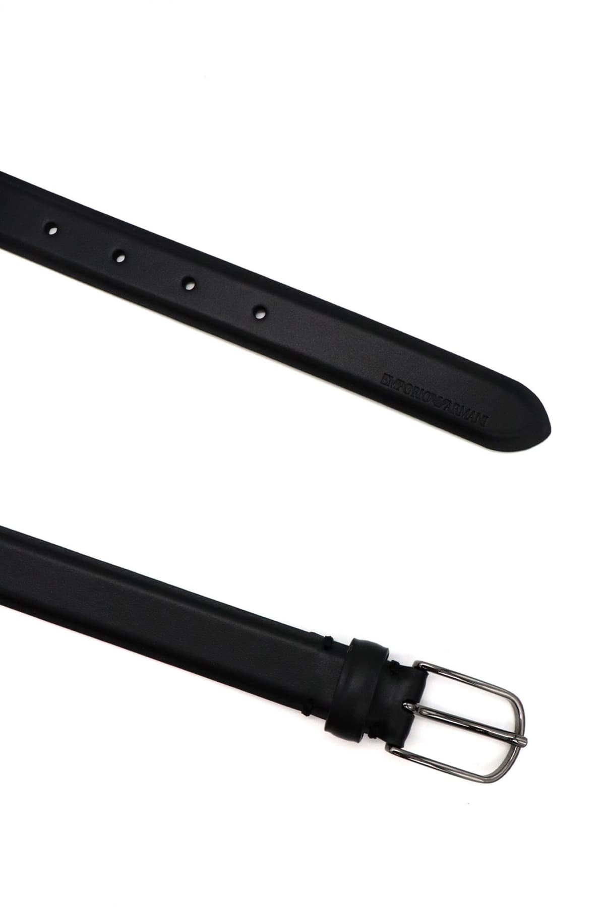 EMPORIO ARMANI ΖΩΝΗ ΔΕΡΜΑ ΜΑΥΡΟ