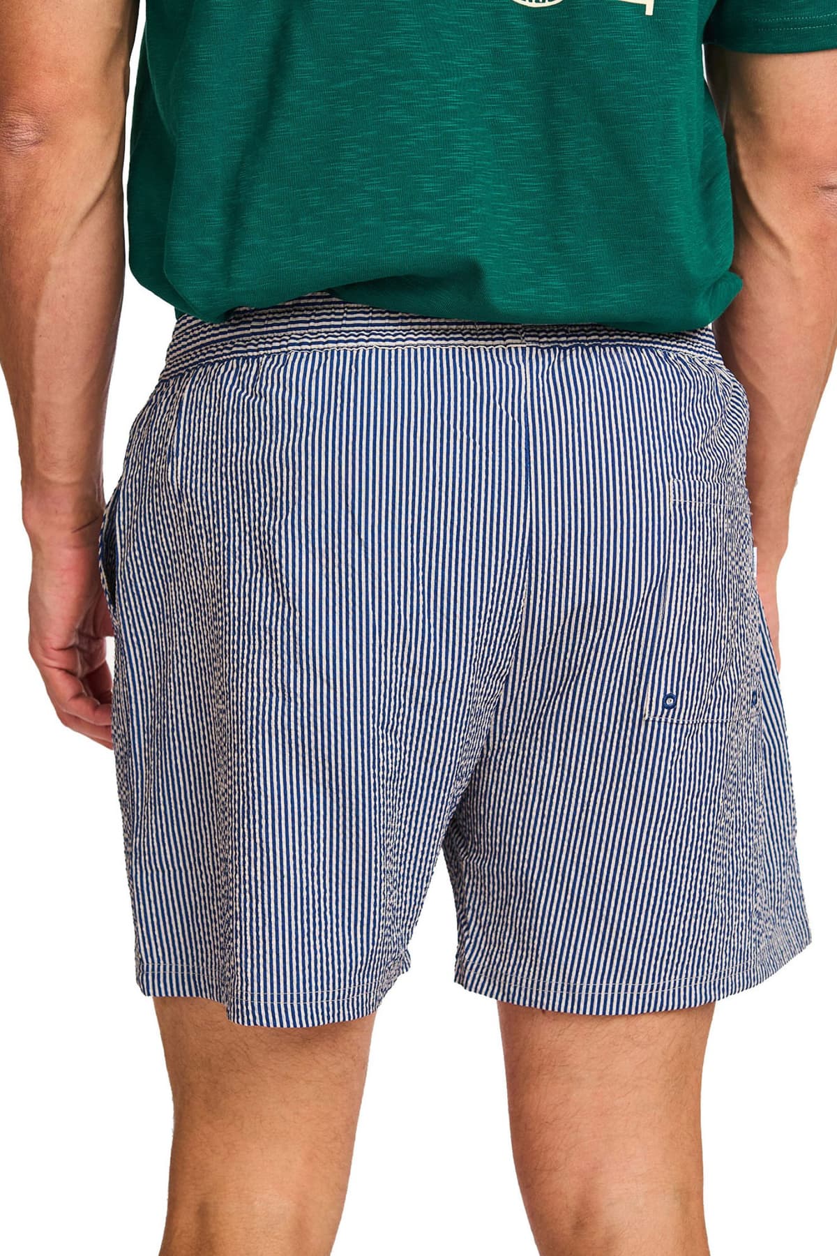 LES DEUX ΜΑΓΙΩ STAN STRIPE SEERSUCKER ΡΙΓΕ LOGO ΜΠΕΖ-ΜΠΛΕ