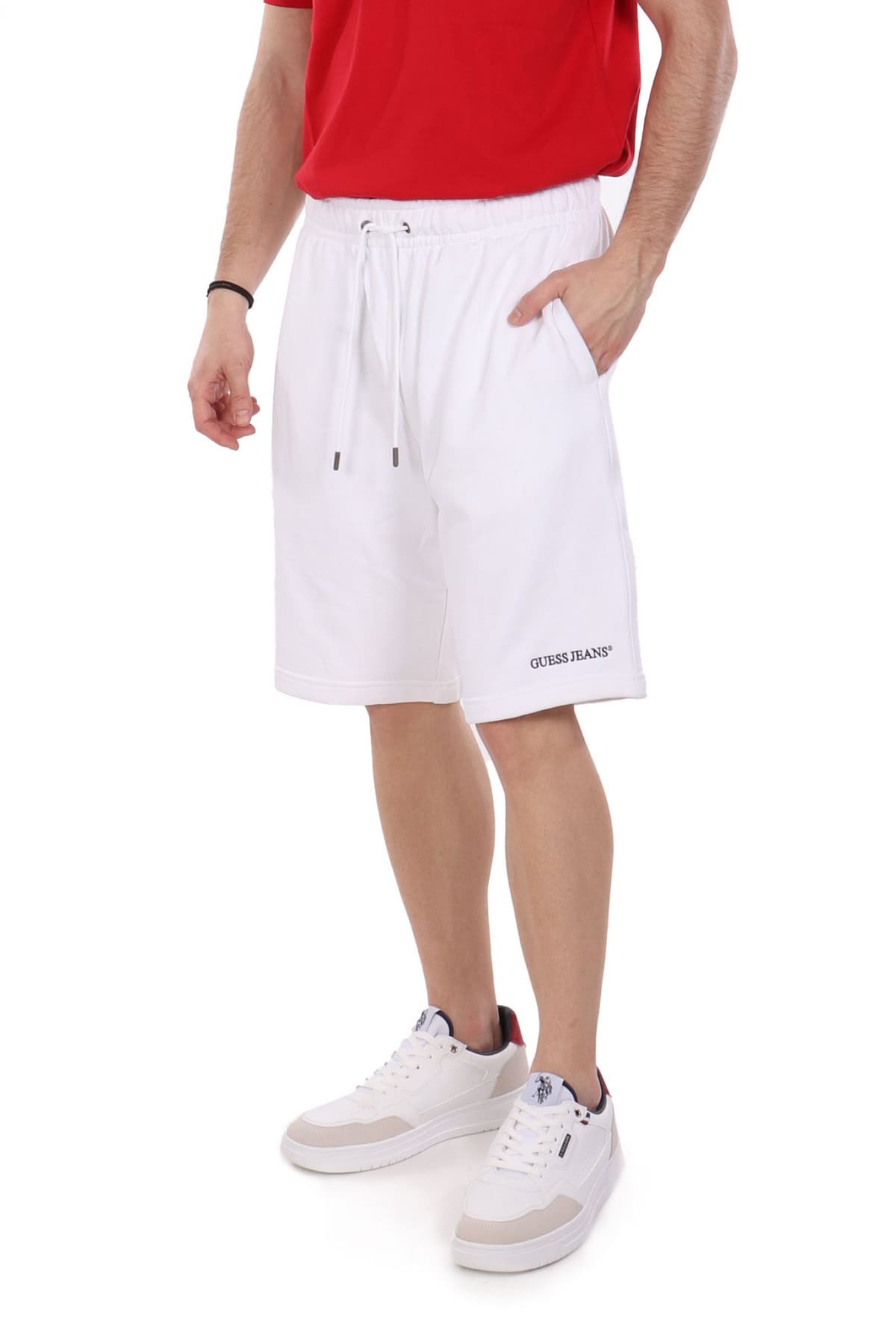 GUESS JEANS ΒΕΡΜΟΥΔΑ ΦΟΥΤΕΡ LOGO ΛΕΥΚΟ