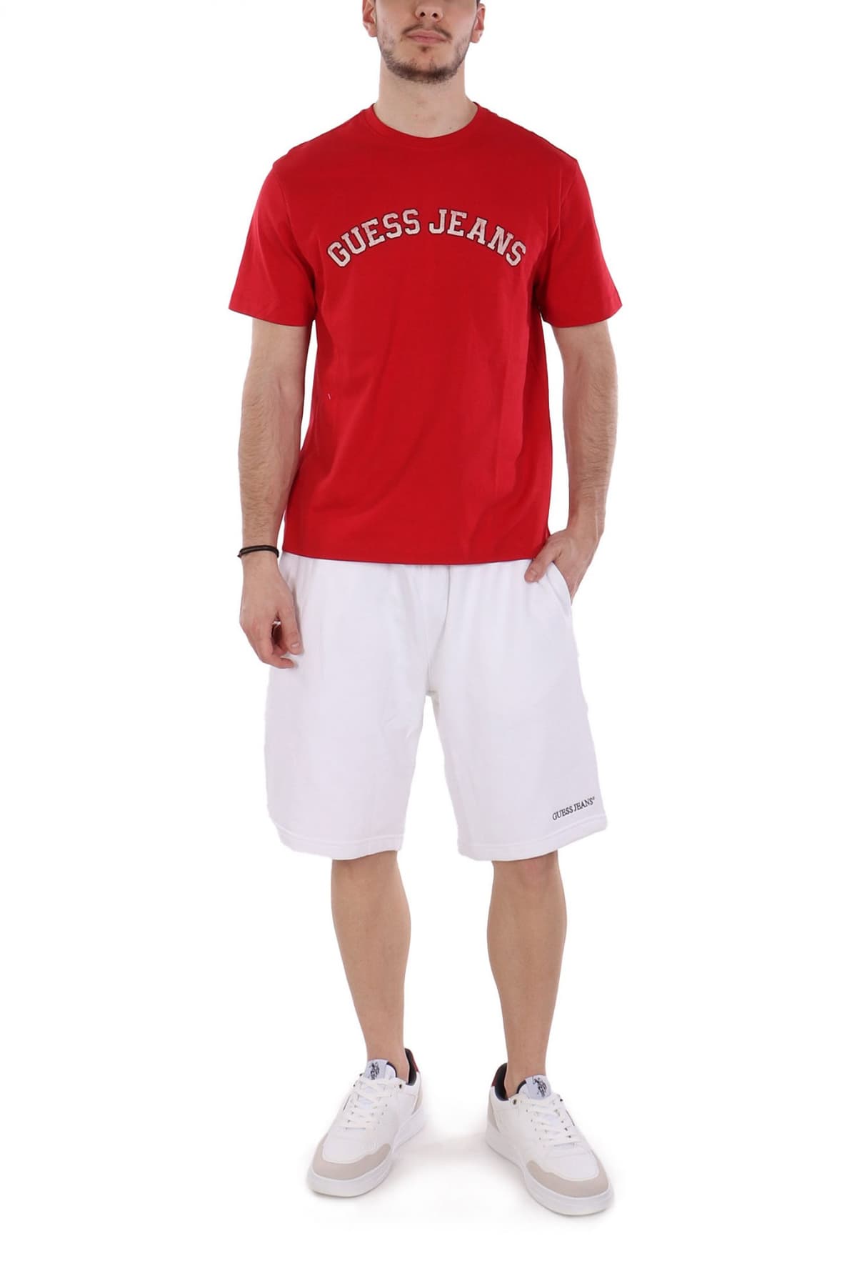 GUESS JEANS ΒΕΡΜΟΥΔΑ ΦΟΥΤΕΡ LOGO ΛΕΥΚΟ