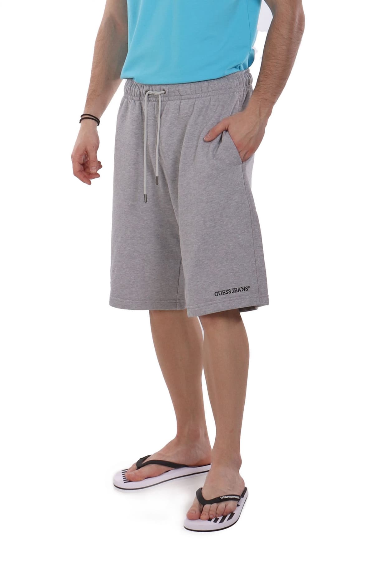 GUESS JEANS ΒΕΡΜΟΥΔΑ ΦΟΥΤΕΡ LOGO ΓΚΡΙ