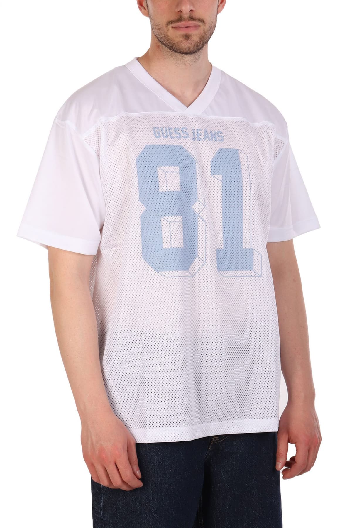 GUESS JEANS T-SHIRT V-NECK OVERSIZED ΛΕΥΚΟ