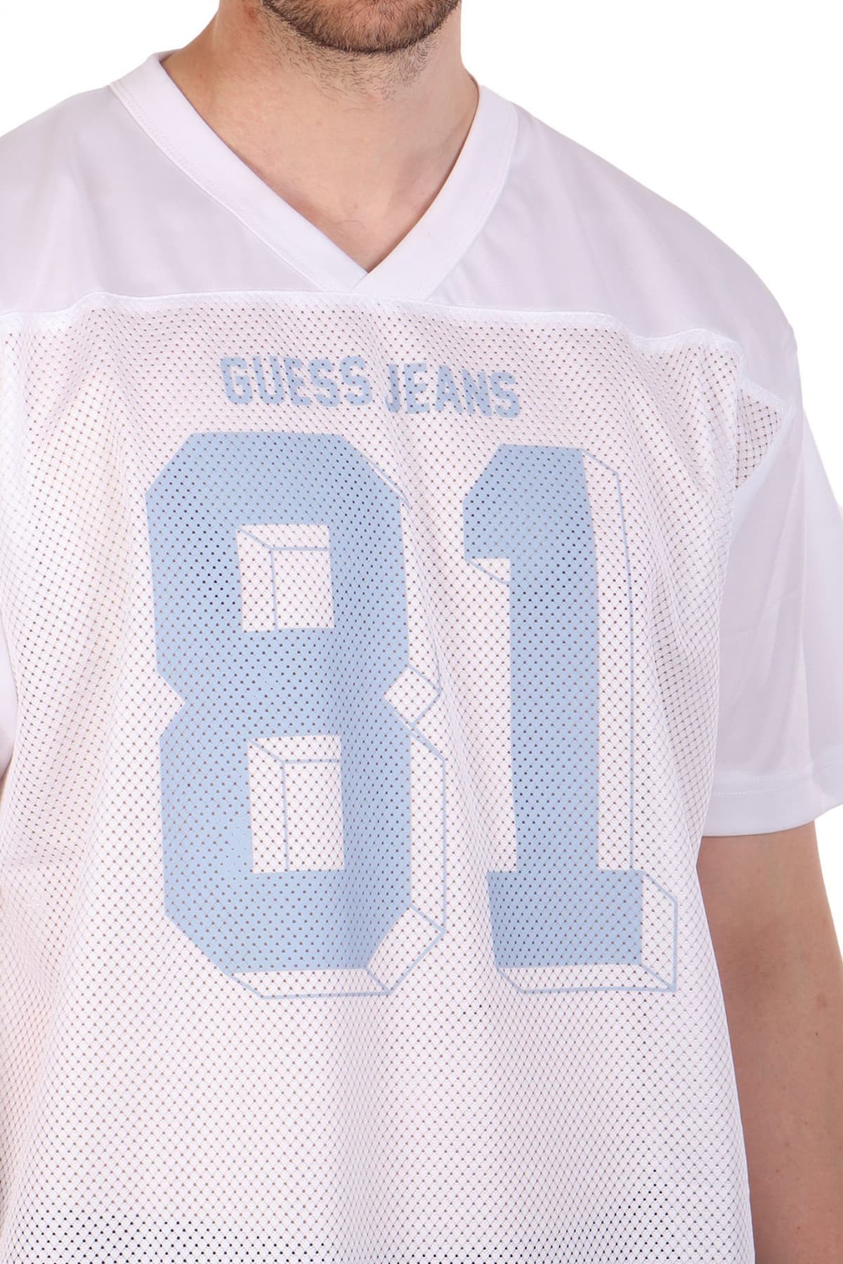 GUESS JEANS T-SHIRT V-NECK OVERSIZED ΛΕΥΚΟ