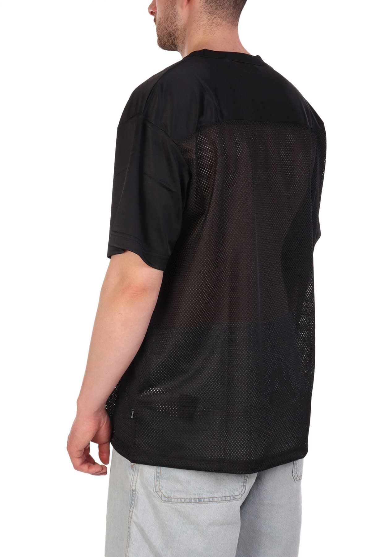 GUESS JEANS T-SHIRT V-NECK OVERSIZED ΜΑΥΡΟ