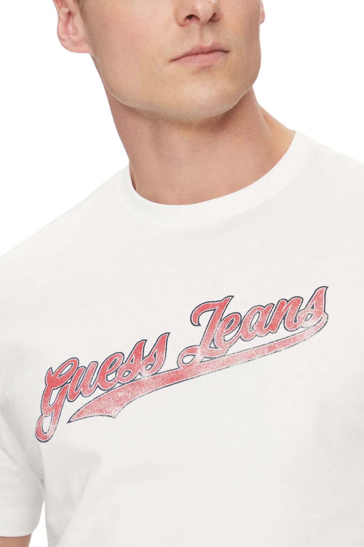 GUESS JEANS T-SHIRT CREWNECK REGULAR FIT ΛΕΥΚΟ