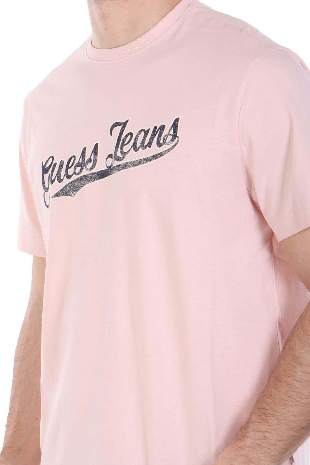 GUESS JEANS T-SHIRT CREWNECK REGULAR FIT ΡΟΖ