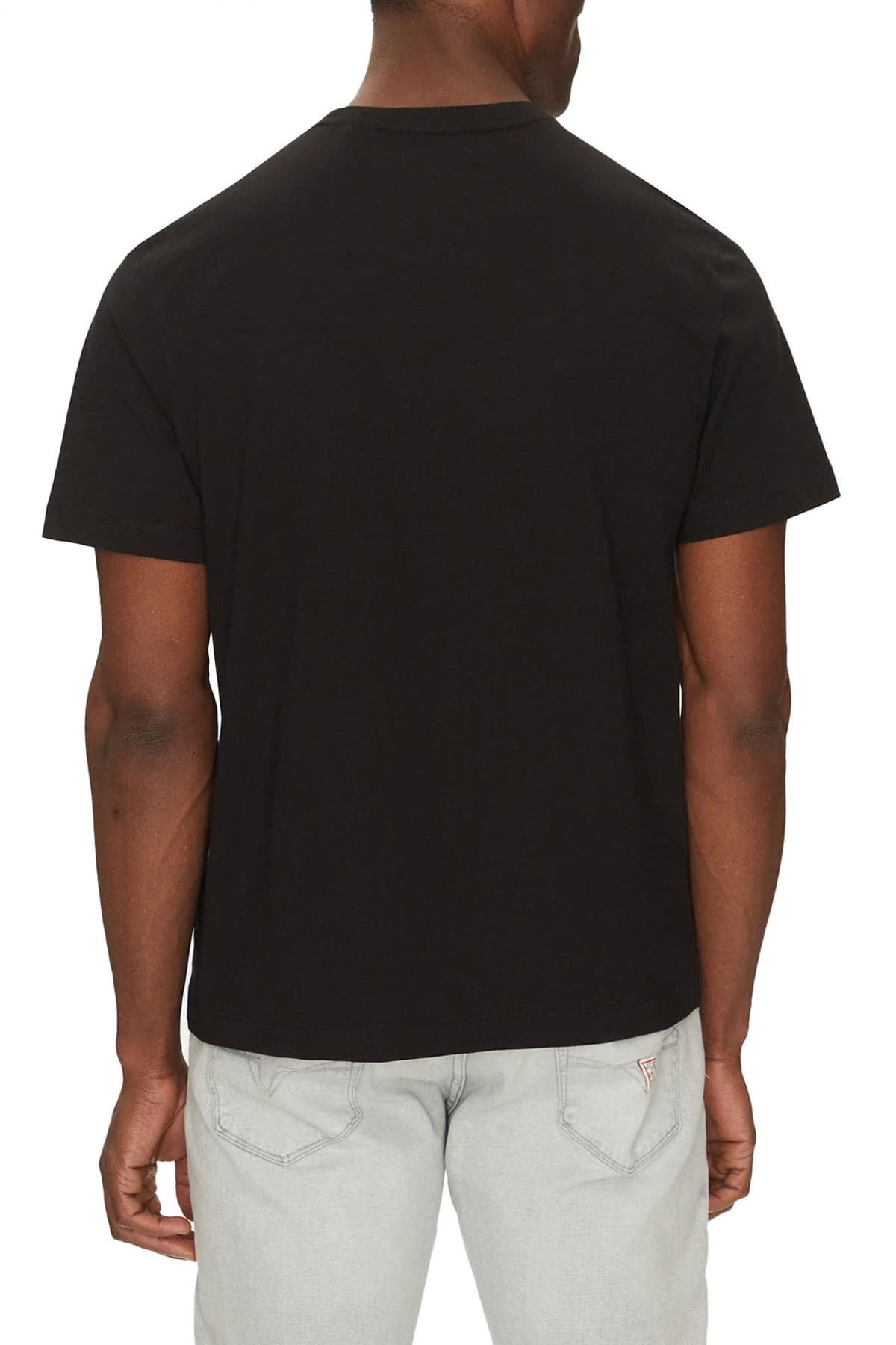 GUESS JEANS T-SHIRT CREWNECK REGULAR FIT ΜΑΥΡΟ