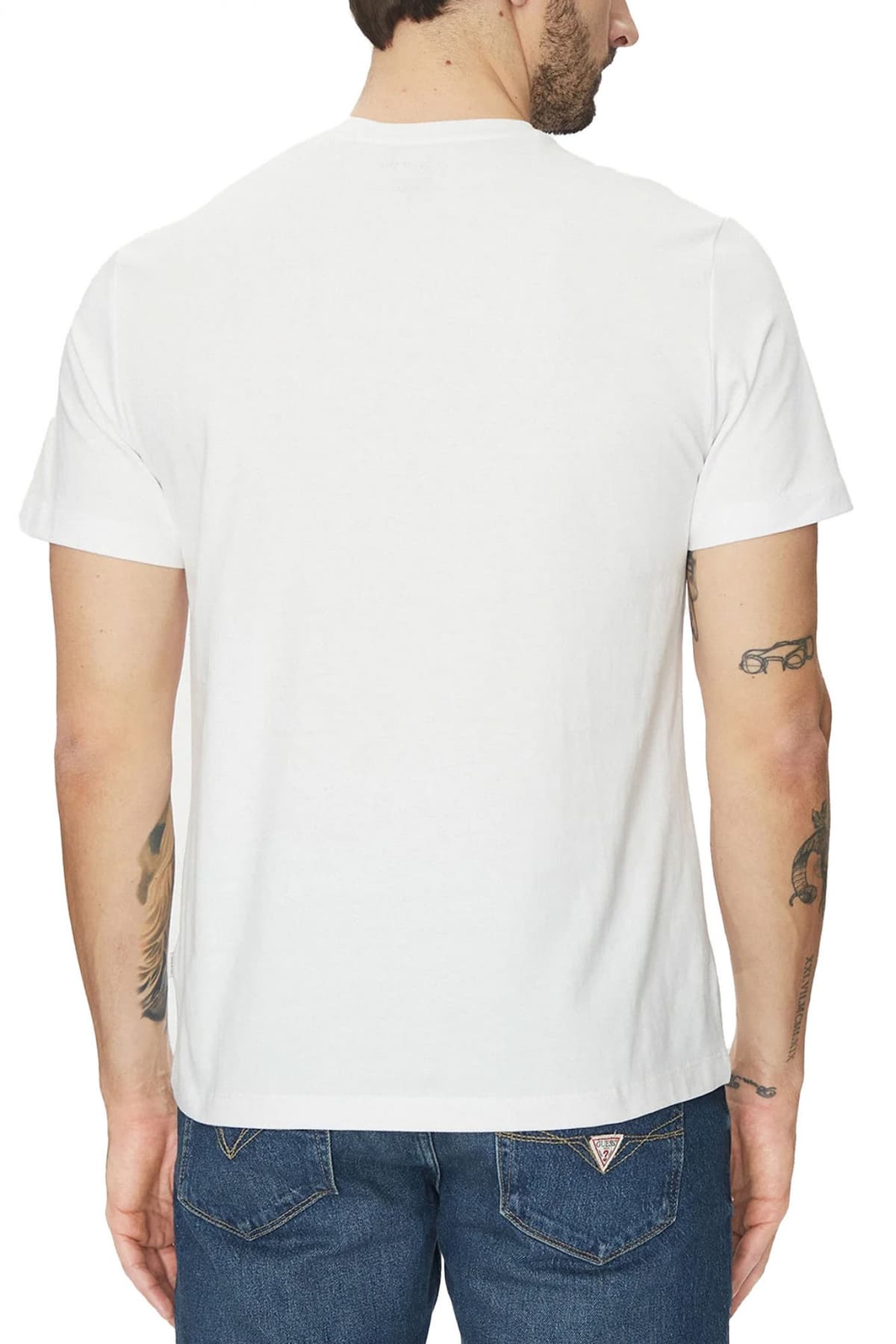 GUESS JEANS T-SHIRT CREW NECK REGULAR FIT LOGO ΛΕΥΚΟ