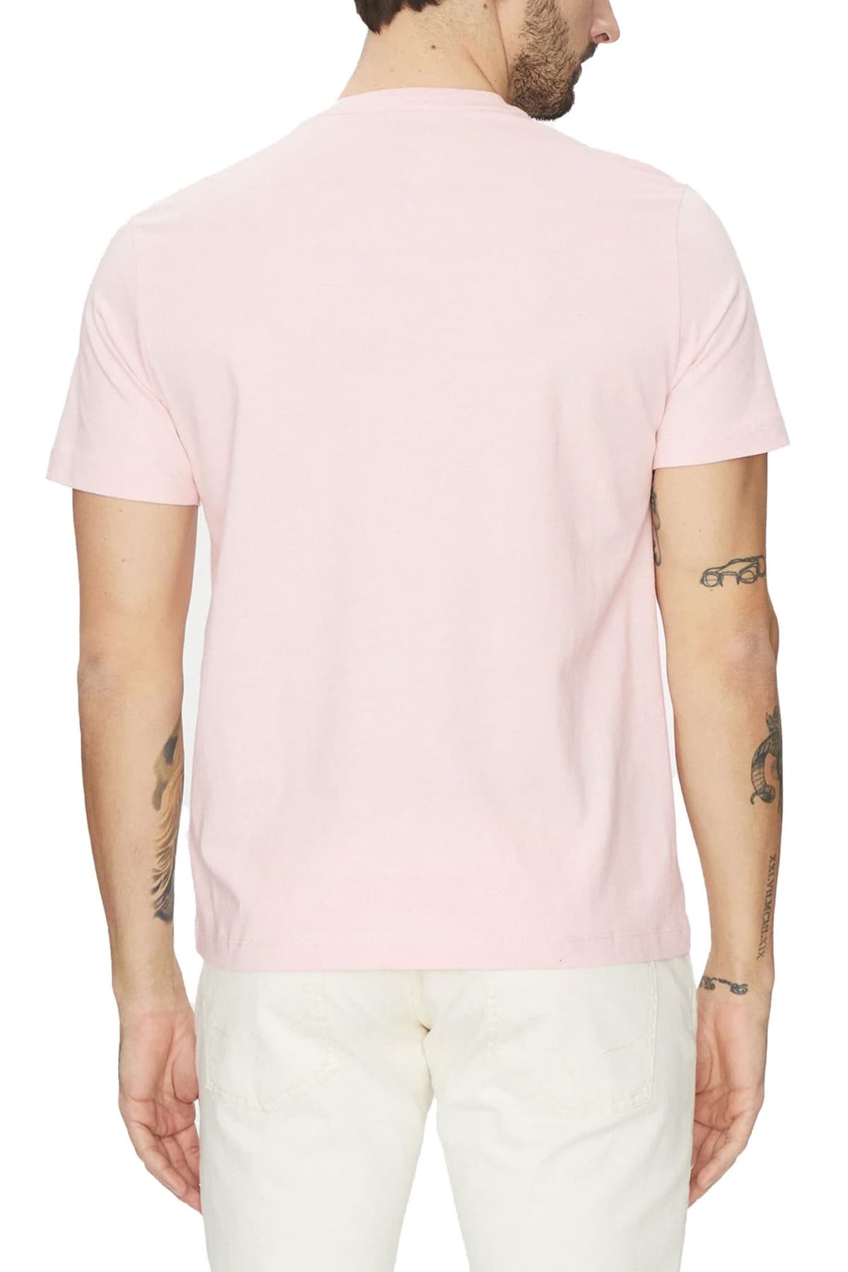 GUESS T-SHIRT CREW NECK REGULAR FIT LOGO ΡΟΖ