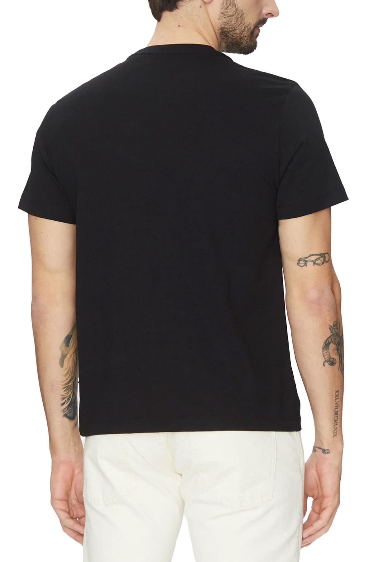 GUESS JEANS T-SHIRT CREW NECK REGULAR FIT LOGO ΜΑΥΡΟ