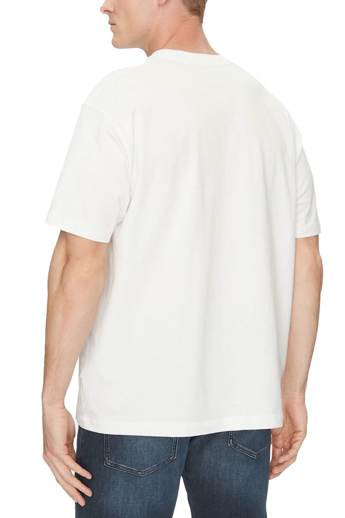 GUESS JEANS T-SHIRT CREW NECK OVERSIZED FIT LOGO ΛΕΥΚΟ