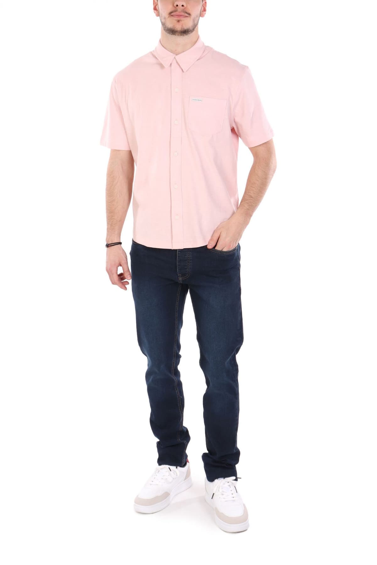 GUESS JEANS ΠΟΥΚΑΜΙΣΟ ΚΟΝΤΟΜΑΝΙΚΟ POCKET LOGO ΡΟΖ