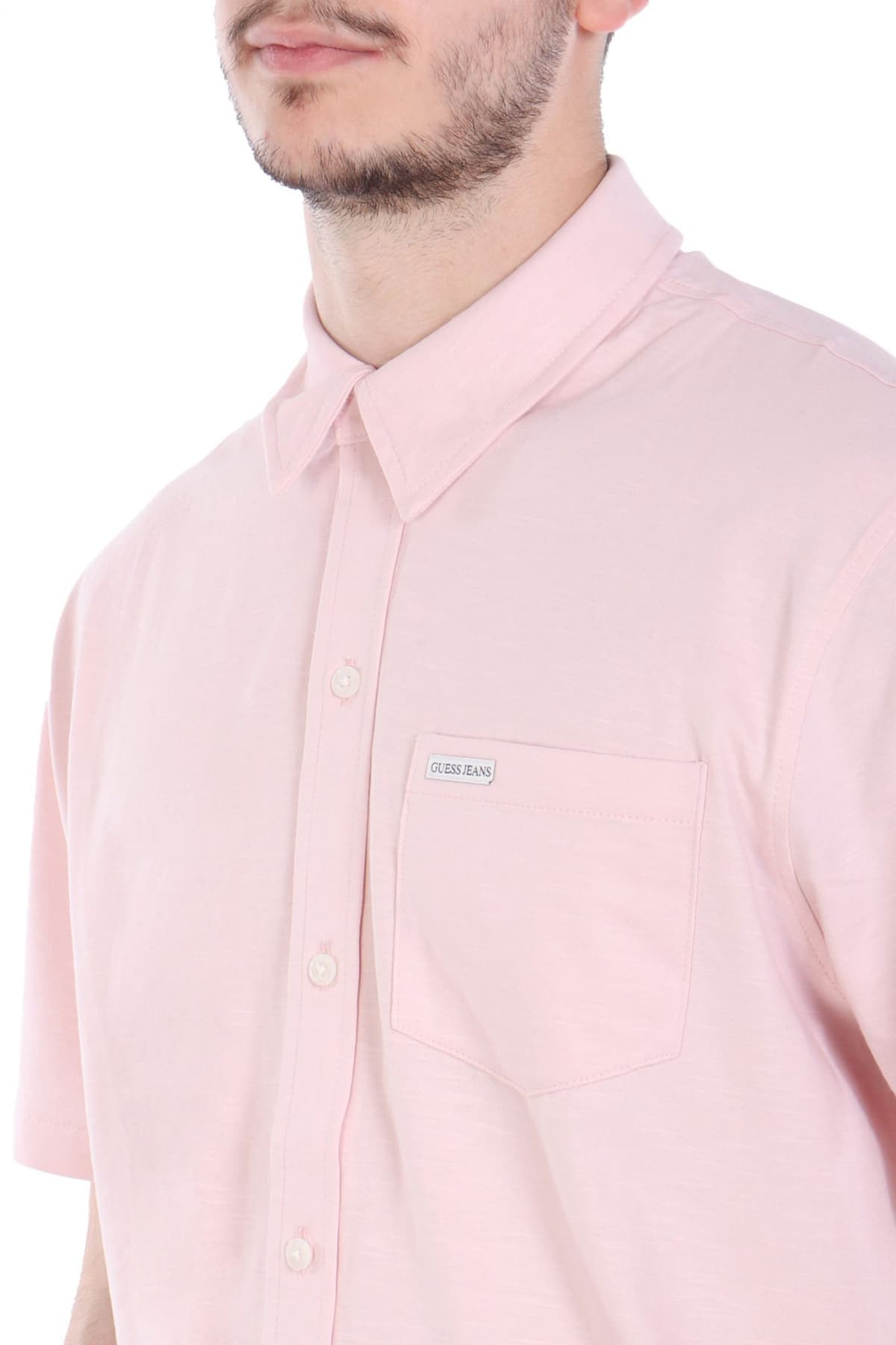 GUESS JEANS ΠΟΥΚΑΜΙΣΟ ΚΟΝΤΟΜΑΝΙΚΟ POCKET LOGO ΡΟΖ