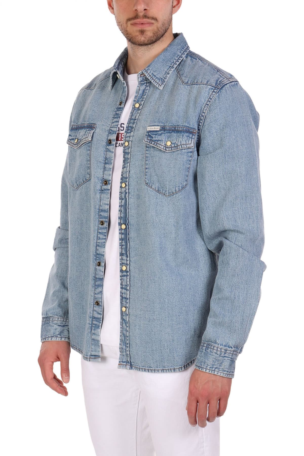 GUESS JEANS ΠΟΥΚΑΜΙΣΟ JEANS SLIM FIT ΣΙΕΛ