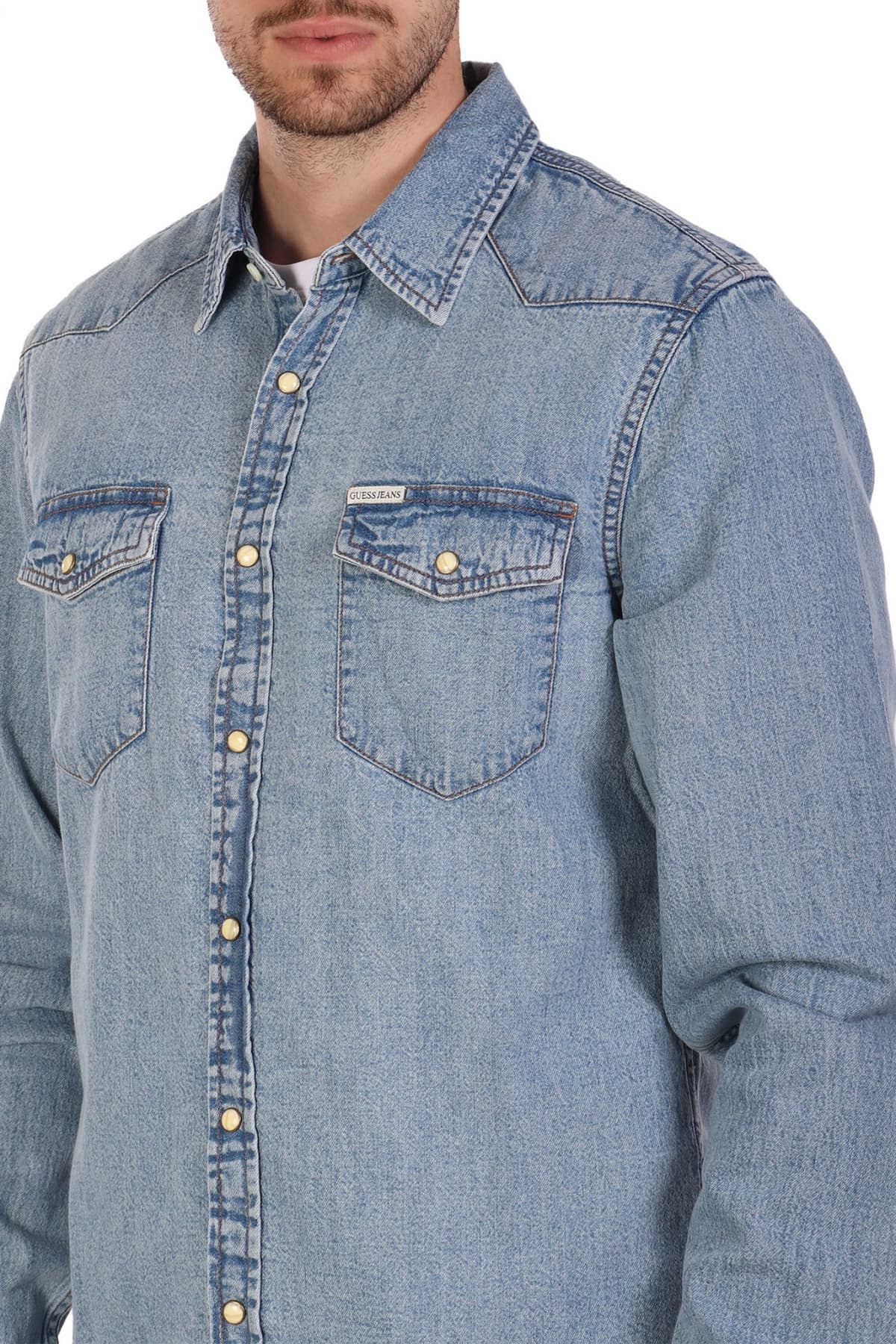 GUESS JEANS ΠΟΥΚΑΜΙΣΟ JEANS SLIM FIT ΣΙΕΛ