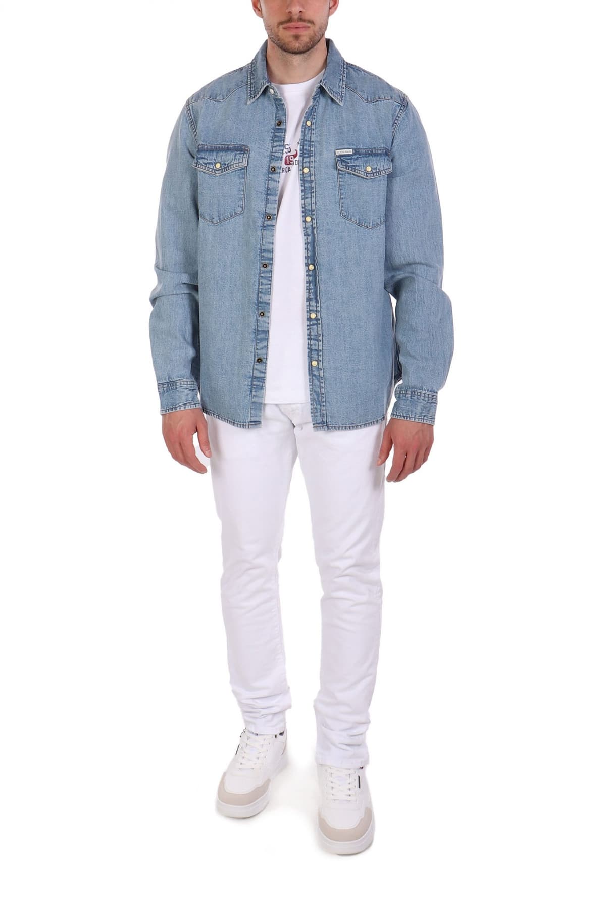 GUESS JEANS ΠΟΥΚΑΜΙΣΟ JEANS SLIM FIT ΣΙΕΛ