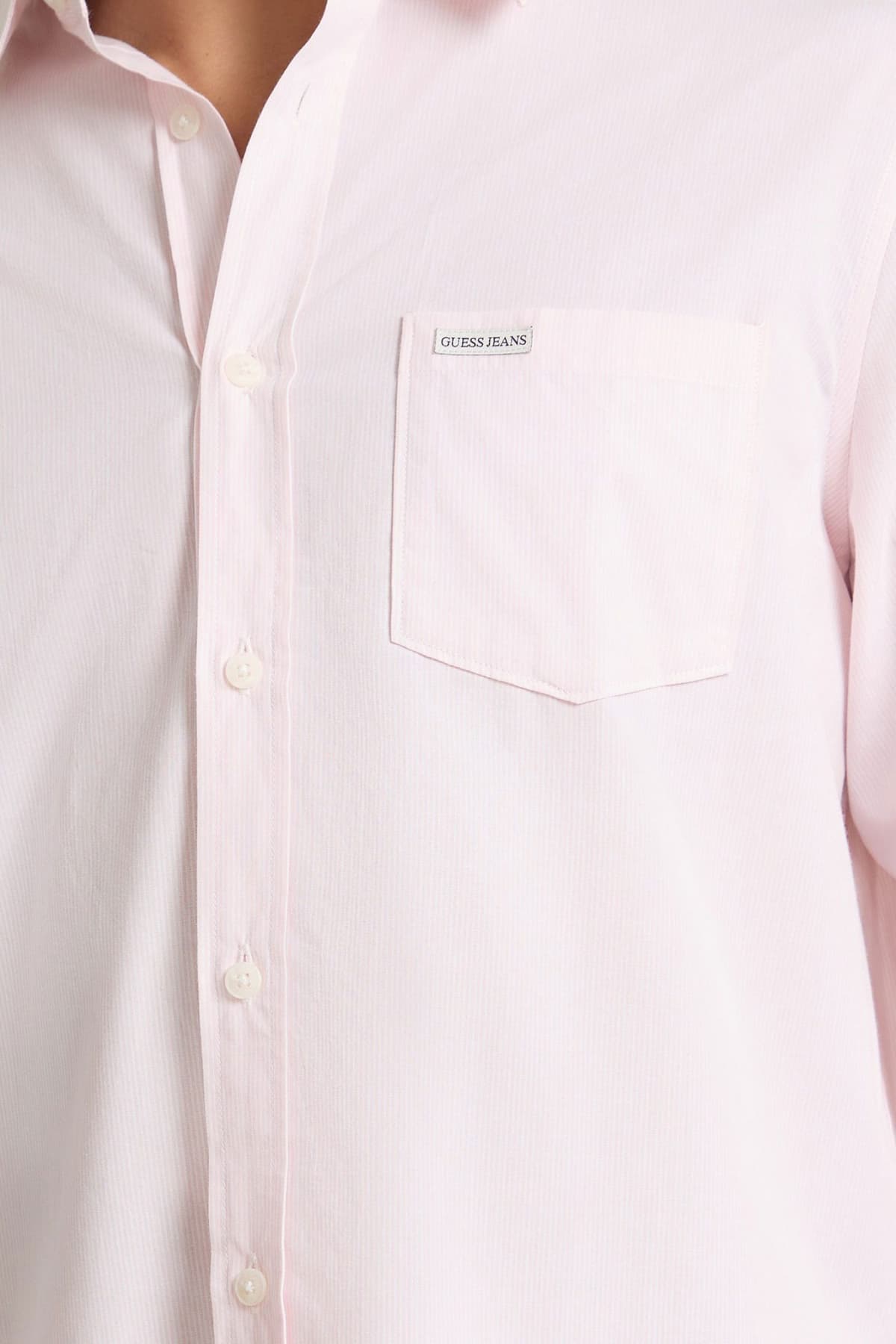 GUESS JEANS ΠΟΥΚΑΜΙΣΟ ΡΙΓΕ LS CLASSIC FIT POCKET ΡΟΖ