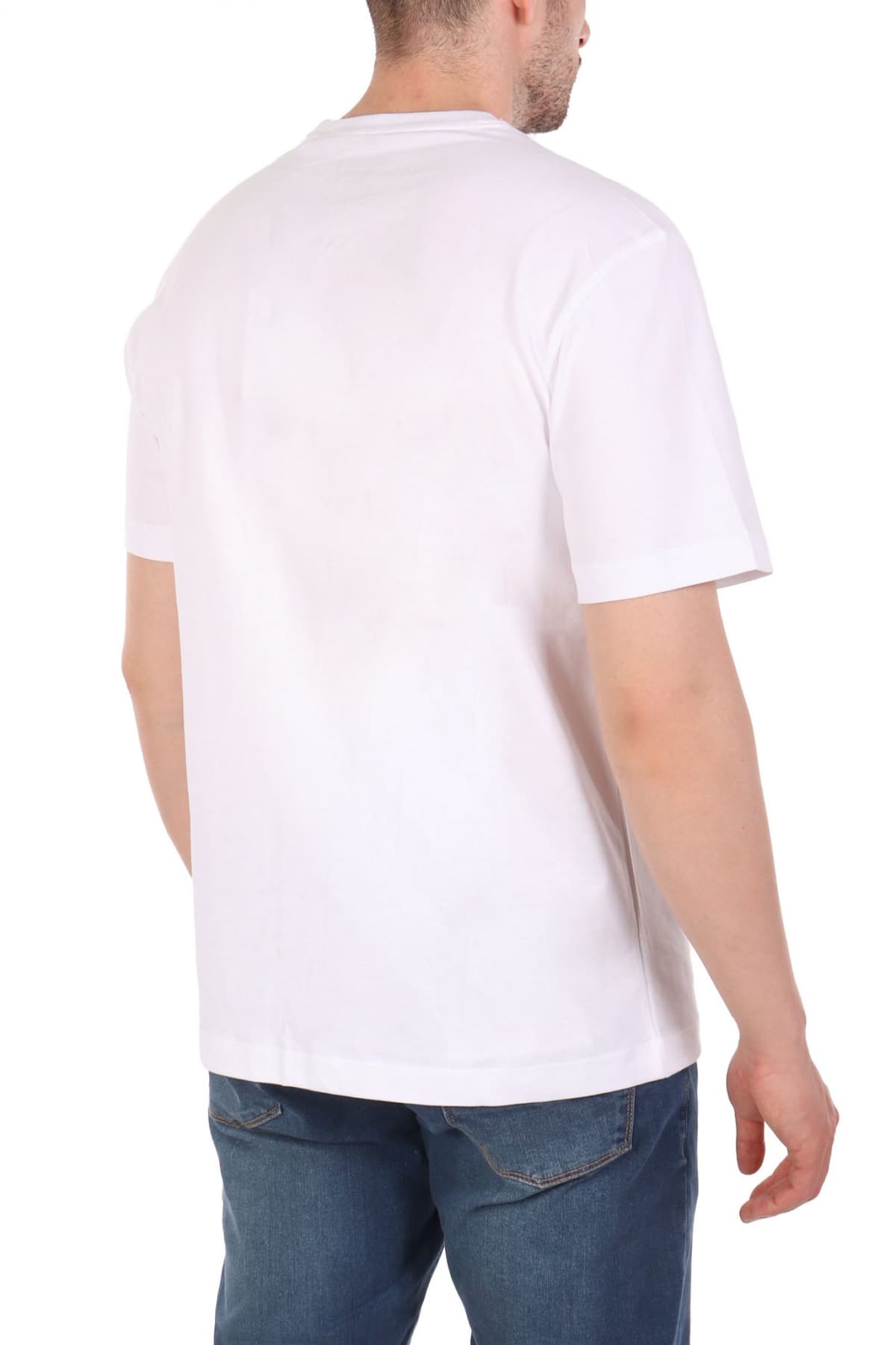 GUESS JEANS T-SHIRT CREWNECK REGULAR FIT LOGO ΛΕΥΚΟ