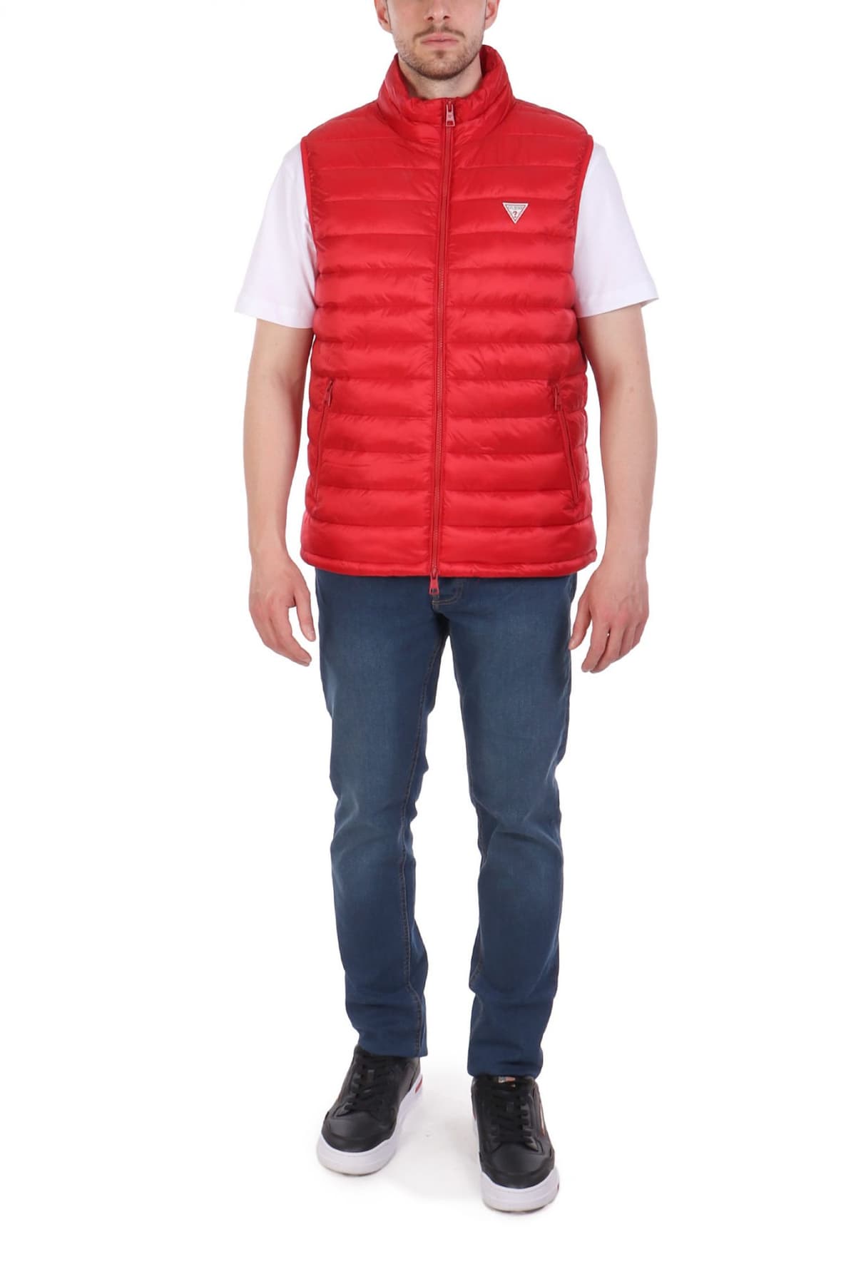 GUESS JEANS ΜΠΟΥΦΑΝ ΑΜΑΝΙΚΟ LOGO ΚΟΚΚΙΝΟ