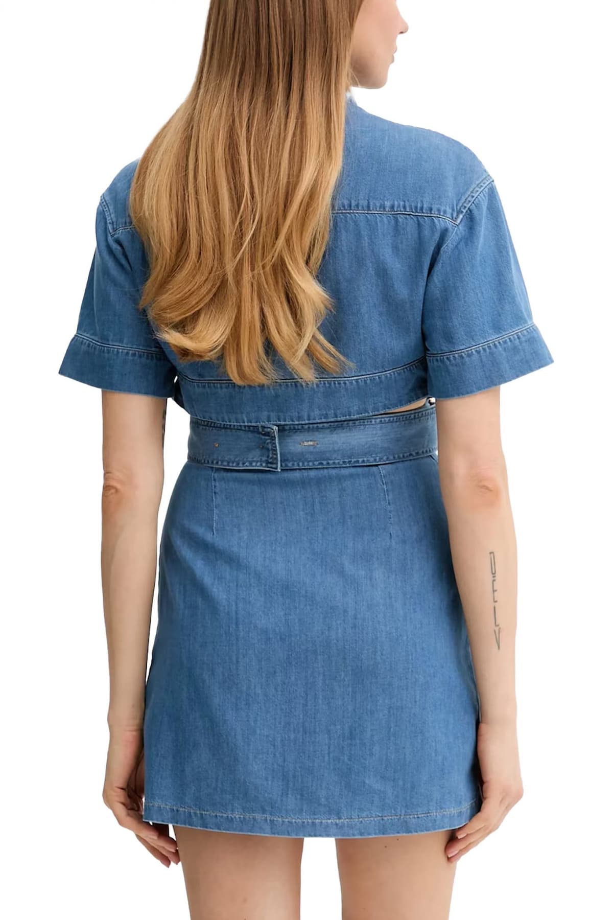 LIU-JO ΦΟΡΕΜΑ JEANS MINI ΖΩΝΗ ΑΝΟΙΓΜΑ ΠΙΣΩ ΜΠΛΕ