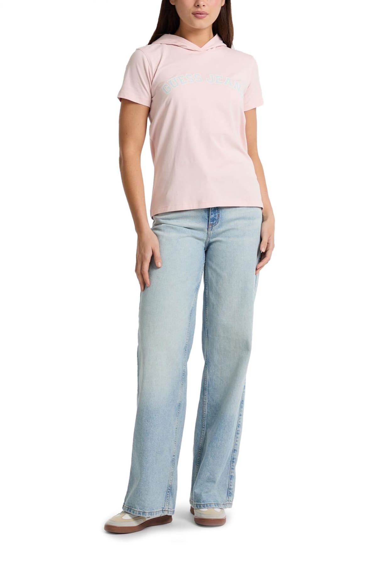 GUESS JEANS T-SHIRT ΜΕ ΚΟΥΚΟΥΛΑ LOGO ΡΟΖ