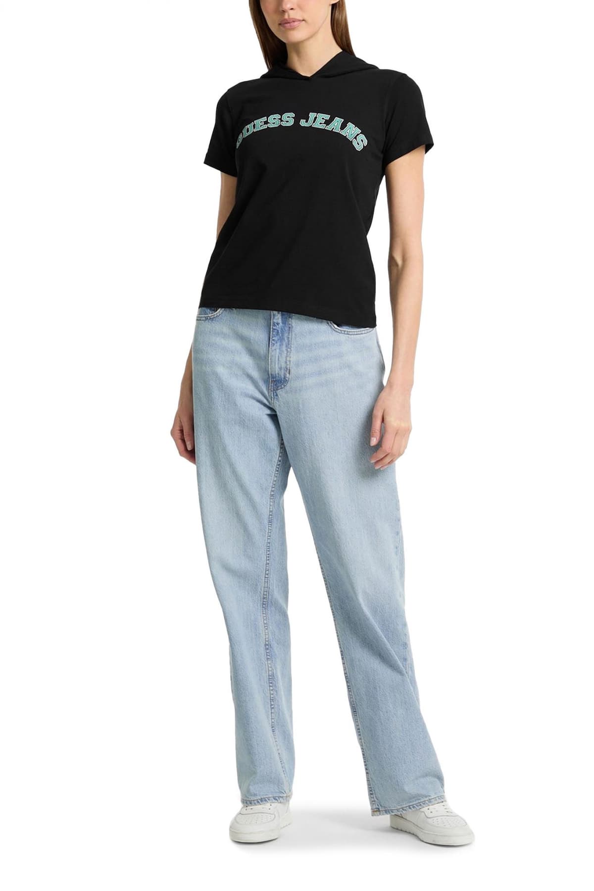 GUESS JEANS T-SHIRT ΜΕ ΚΟΥΚΟΥΛΑ LOGO ΜΑΥΡΟ