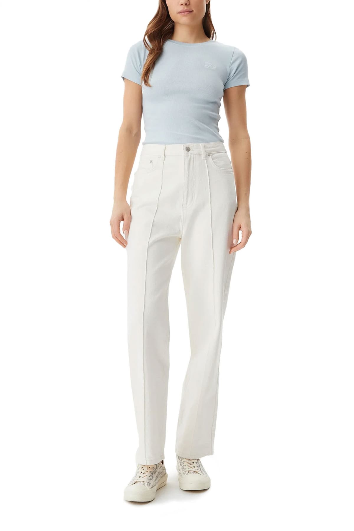 GUESS JEANS T-SHIRT ΡΙΠ SLIM FIT LOGO ΣΙΕΛ