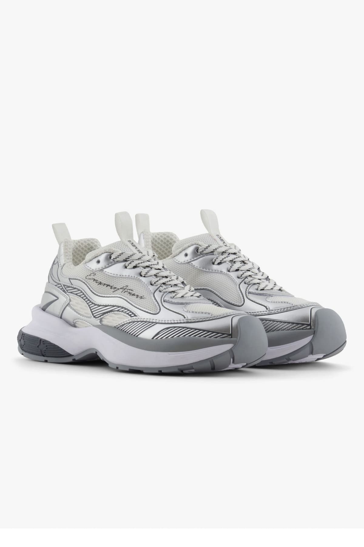 EMPORIO ARMANI ΠΑΠΟΥΤΣΙΑ SNEAKERS ΓΚΡΙ-ΛΕΥΚΟ