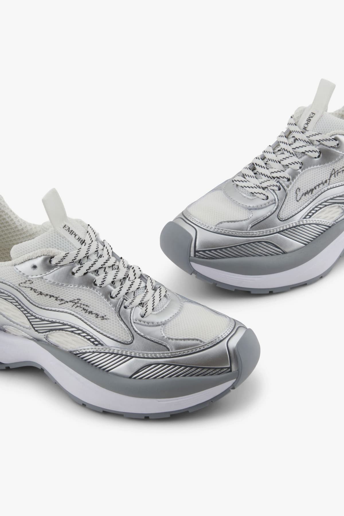 EMPORIO ARMANI ΠΑΠΟΥΤΣΙΑ SNEAKERS ΓΚΡΙ-ΛΕΥΚΟ