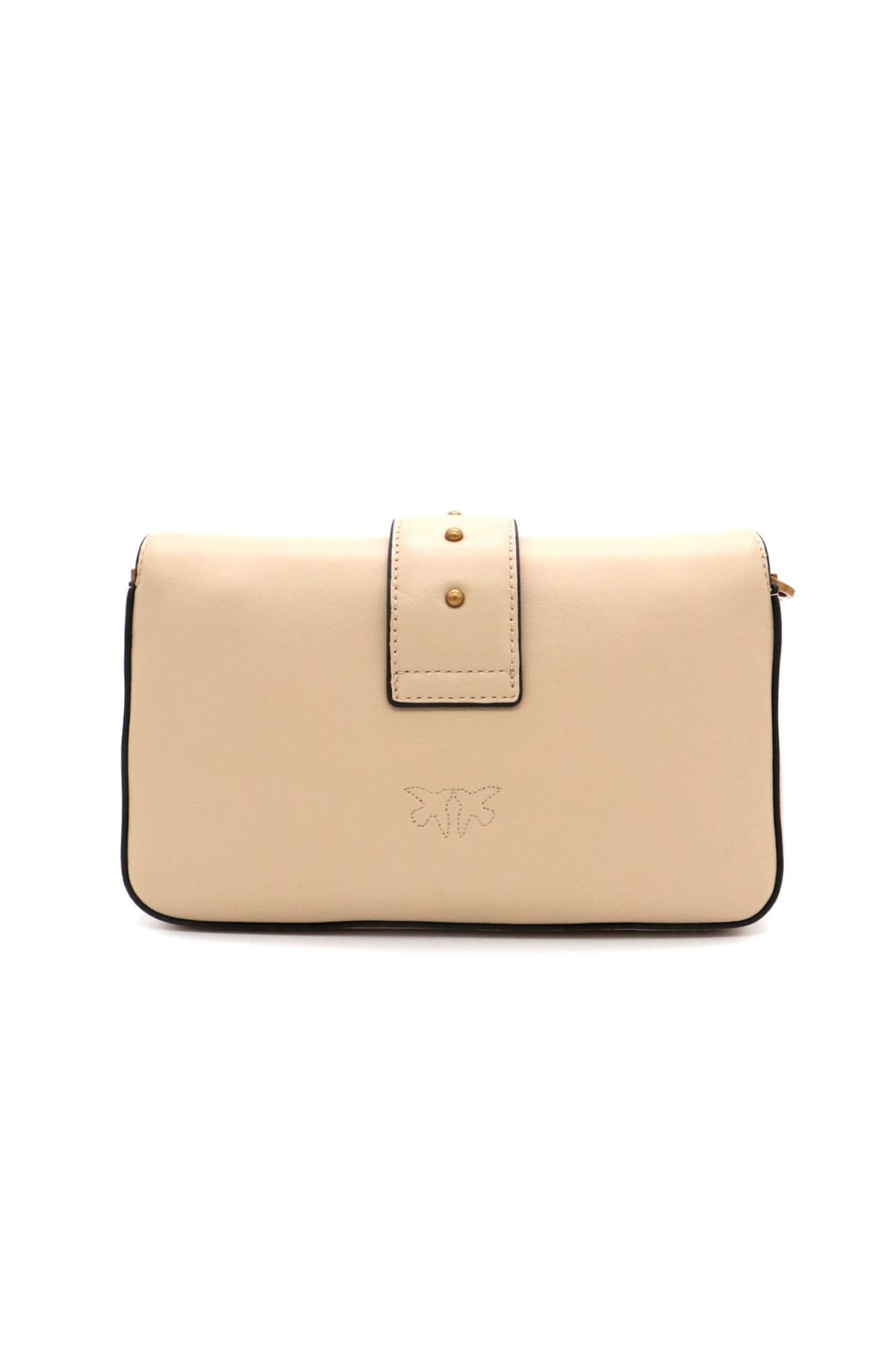 PINKO ΤΣΑΝΤΑ ΔΕΡΜΑ LOVE ONE MINI SLOUCHY FL VITELLO MORBIDO ΜΠΕΖ-ANTIQUE GOLD