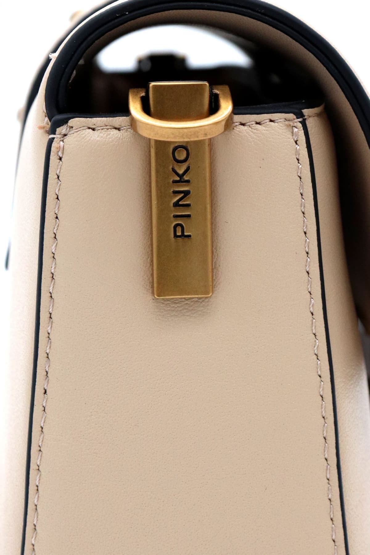 PINKO ΤΣΑΝΤΑ ΔΕΡΜΑ LOVE ONE MINI SLOUCHY FL VITELLO MORBIDO ΜΠΕΖ-ANTIQUE GOLD