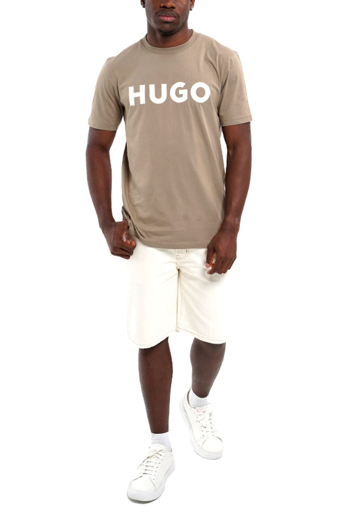 HUGO T-SHIRT DULIVIO LOGO ΧΑΚΙ