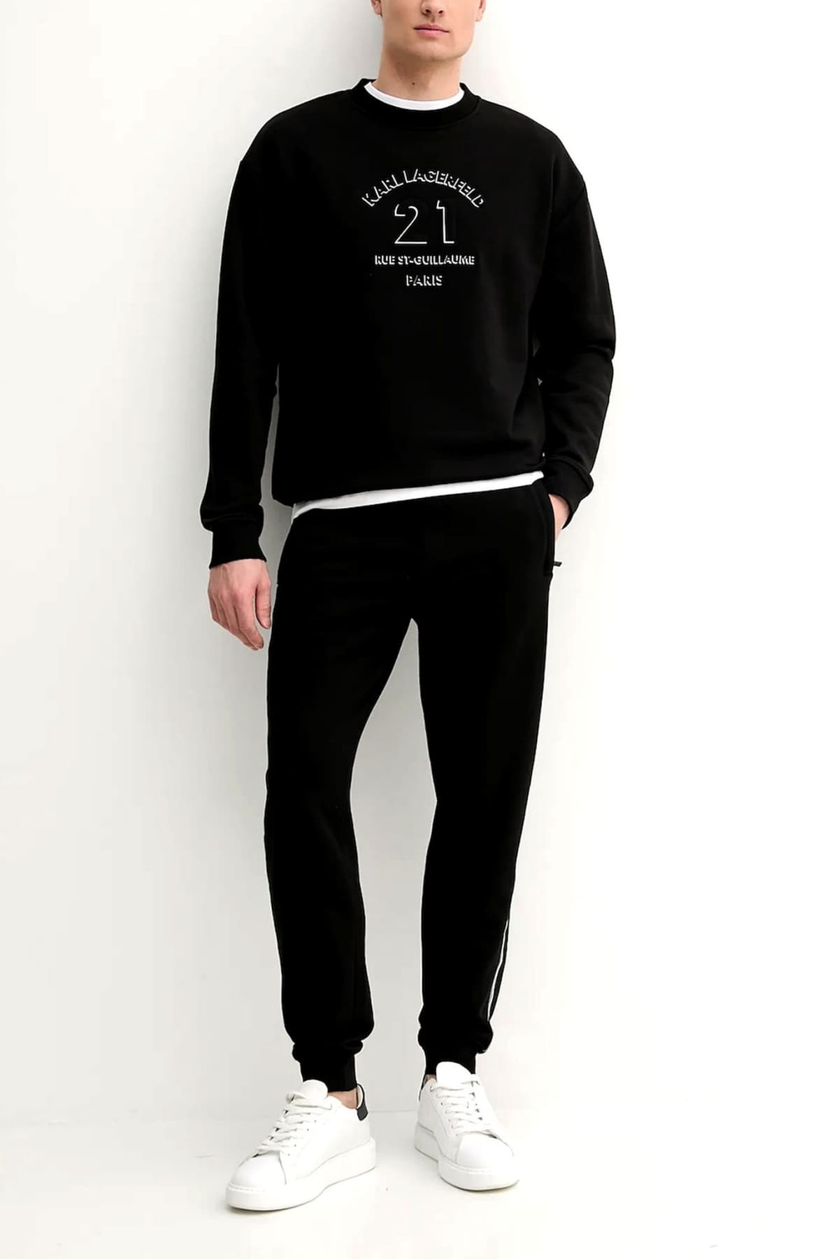 KARL LAGERFELD ΦΟΥΤΕΡ CREW NECK LOGO ΜΑΥΡΟ