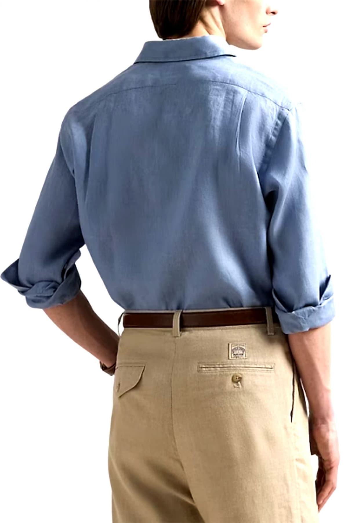 RALPH LAUREN ΠΟΥΚΑΜΙΣΟ BUTTON DOWN ΛΙΝΟ CUSTOM FIT ΣΙΕΛ