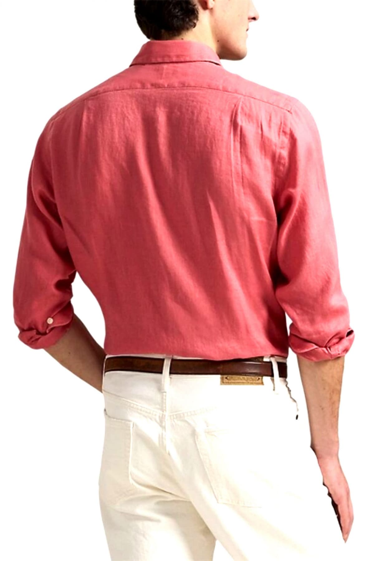 RALPH LAUREN ΠΟΥΚΑΜΙΣΟ BUTTON DOWN ΛΙΝΟ CUSTOM FIT ΡΟΔΙ