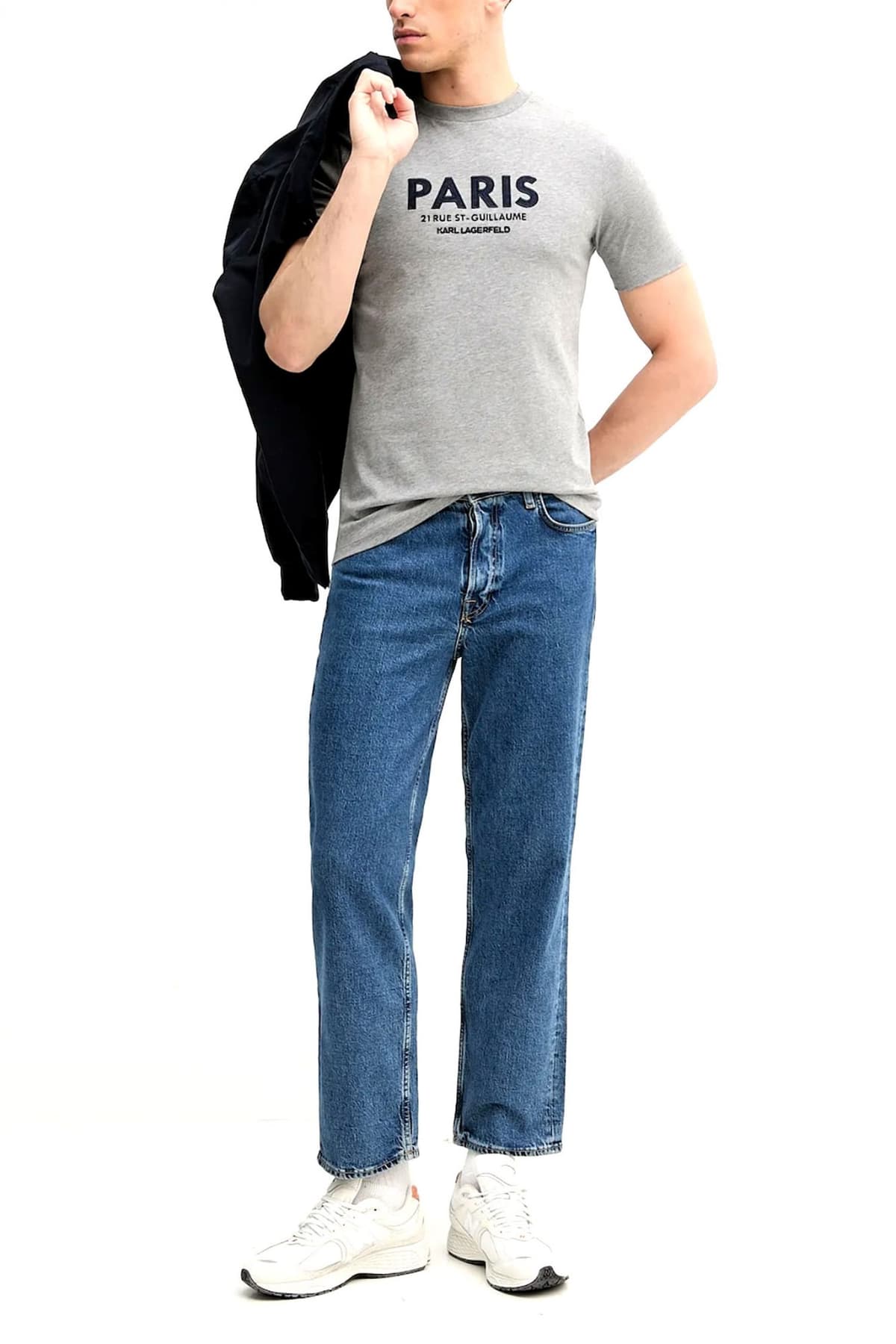 KARL LAGERFELD T-SHIRT CREW NECK LOGO PARIS ΓΚΡΙ