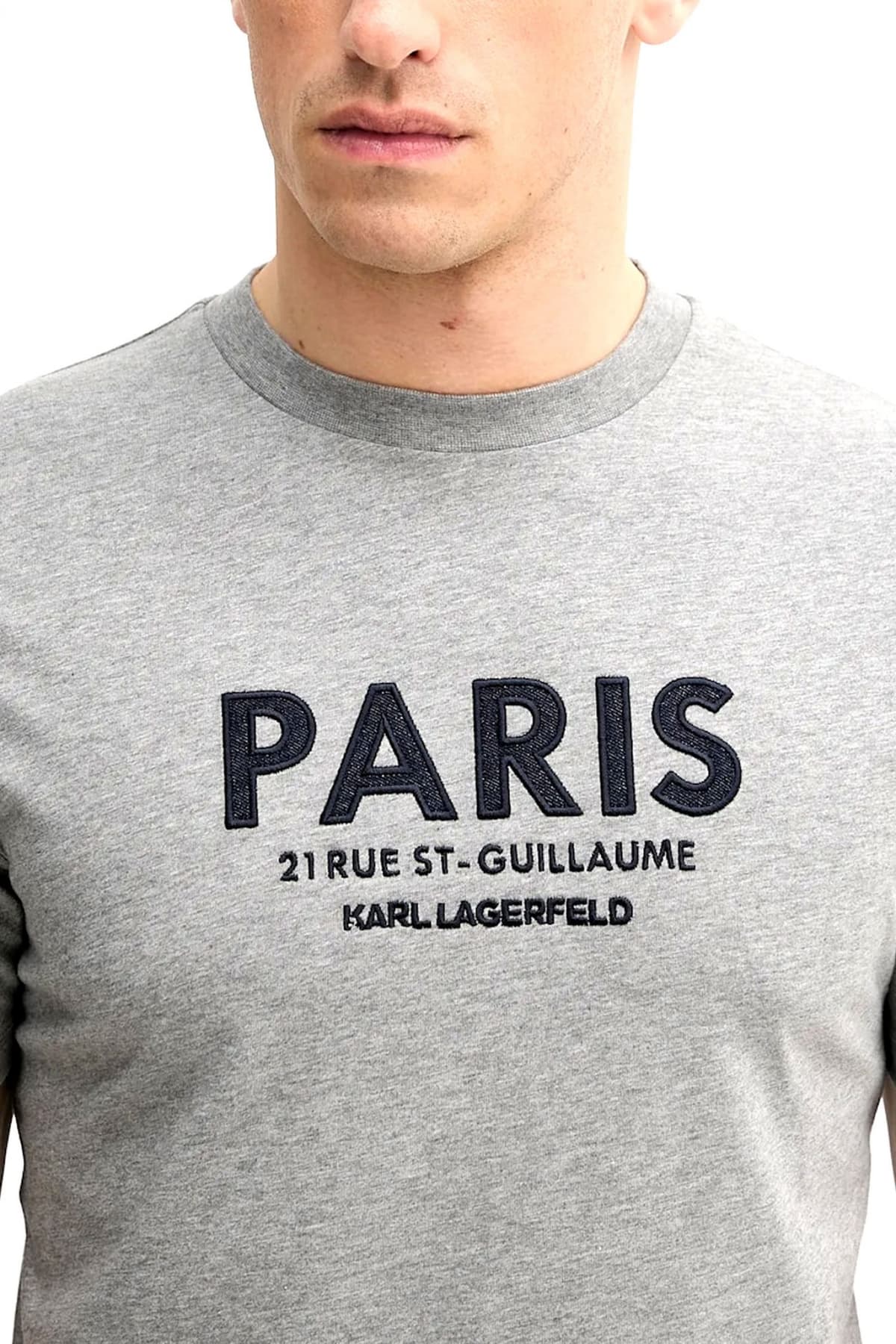 KARL LAGERFELD T-SHIRT CREW NECK LOGO PARIS ΓΚΡΙ