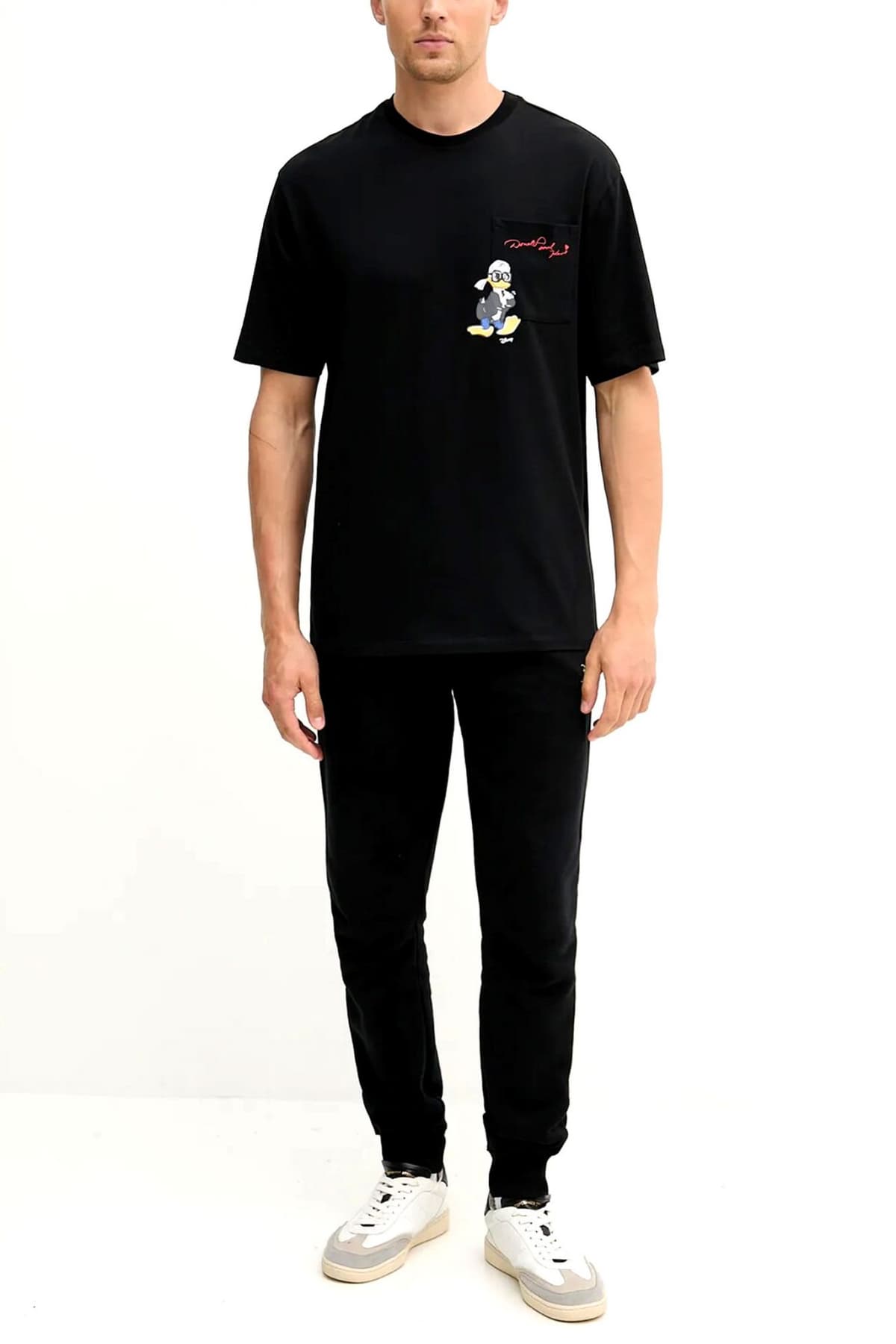 KARL LAGERFELD T-SHIRT LOGO X DISNEY POCKET ΜΑΥΡΟ