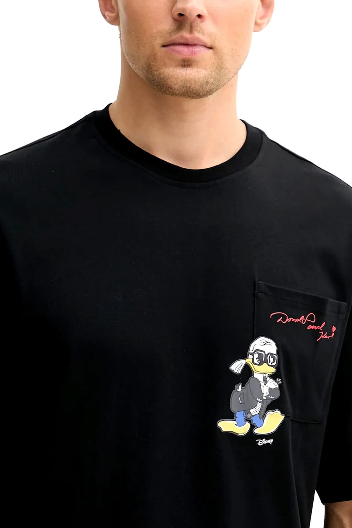 KARL LAGERFELD T-SHIRT LOGO X DISNEY POCKET ΜΑΥΡΟ