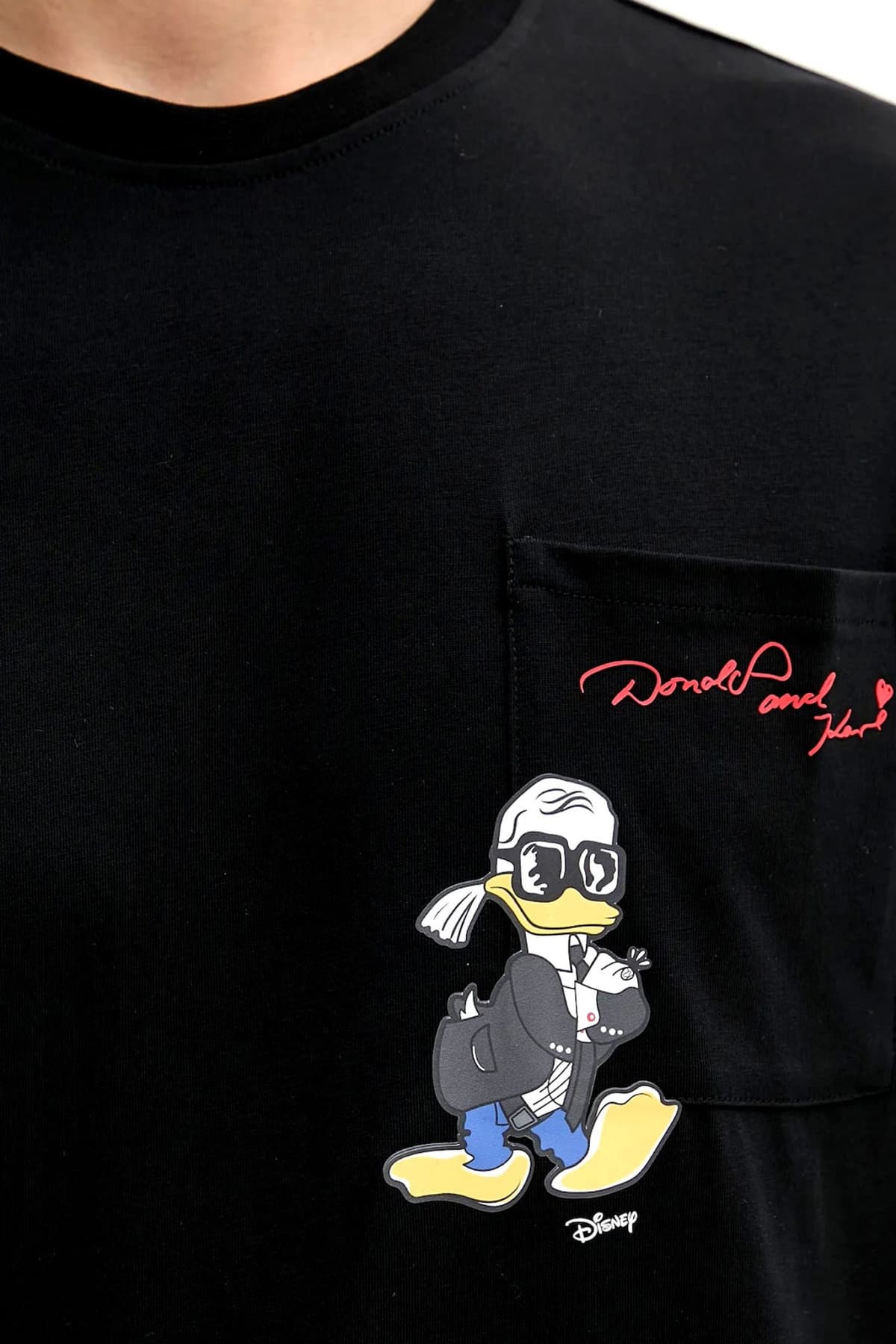 KARL LAGERFELD T-SHIRT LOGO X DISNEY POCKET ΜΑΥΡΟ