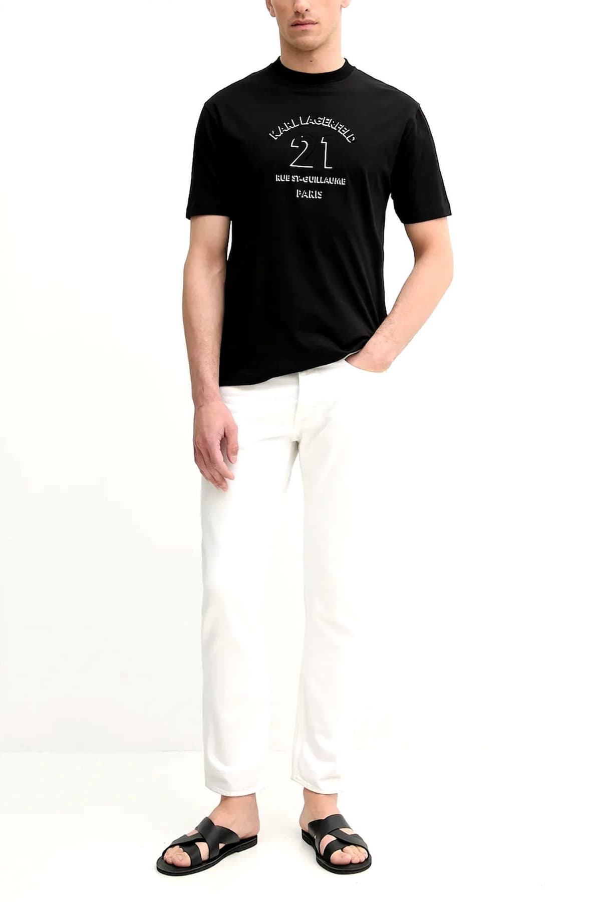 KARL LAGERFELD T-SHIRT CREW NECK LOGO ΜΑΥΡΟ