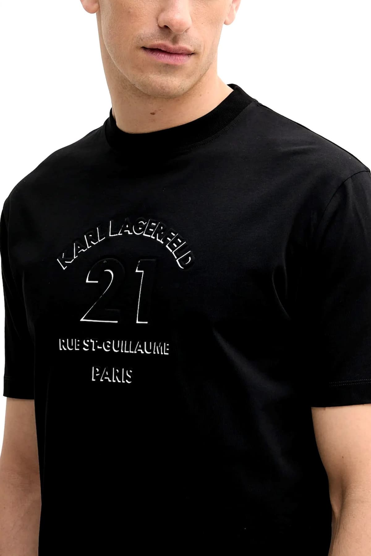 KARL LAGERFELD T-SHIRT CREW NECK LOGO ΜΑΥΡΟ